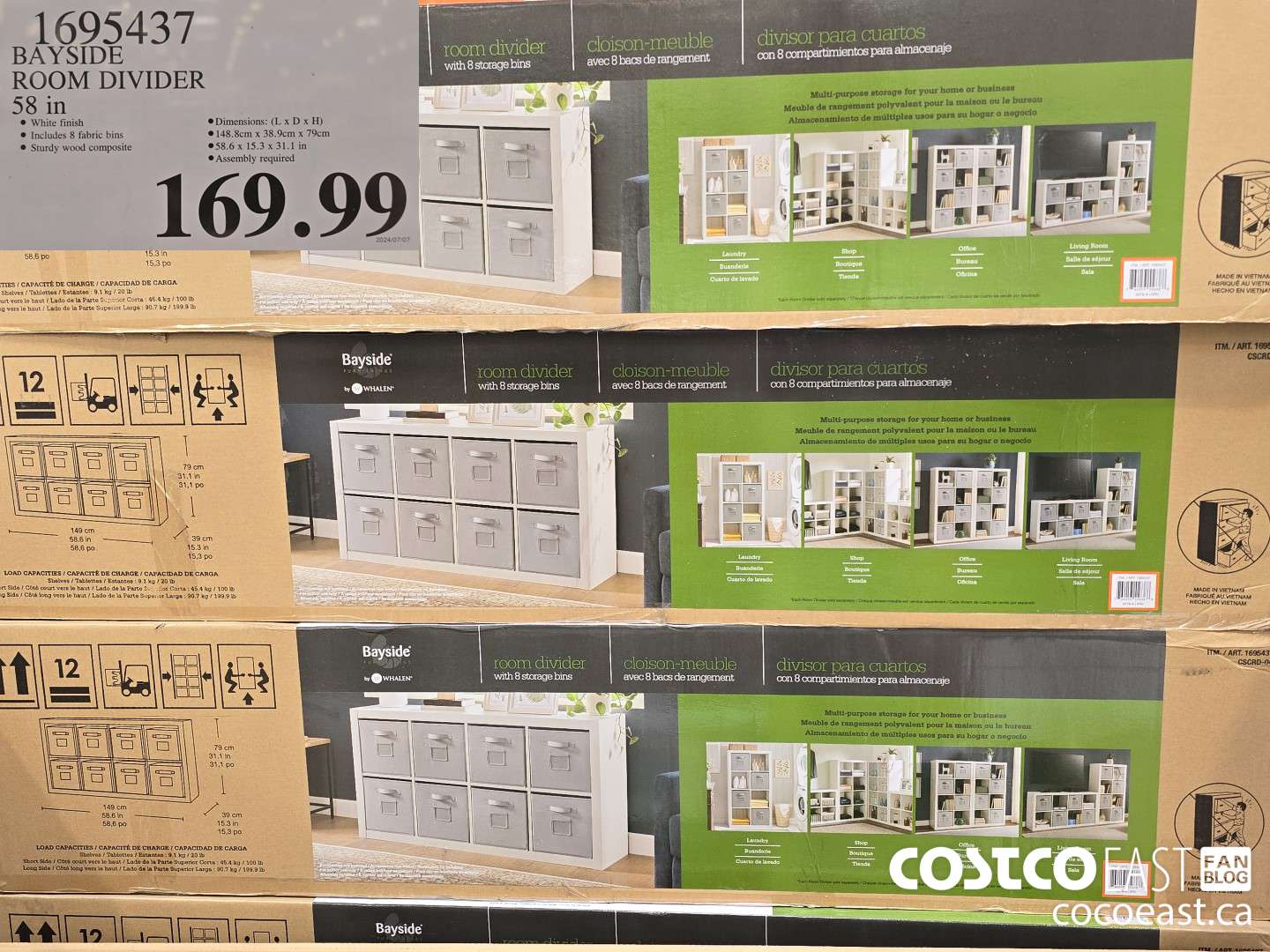 1695437 BAYSIDE ROOM DIVIDER 58 in $169.99