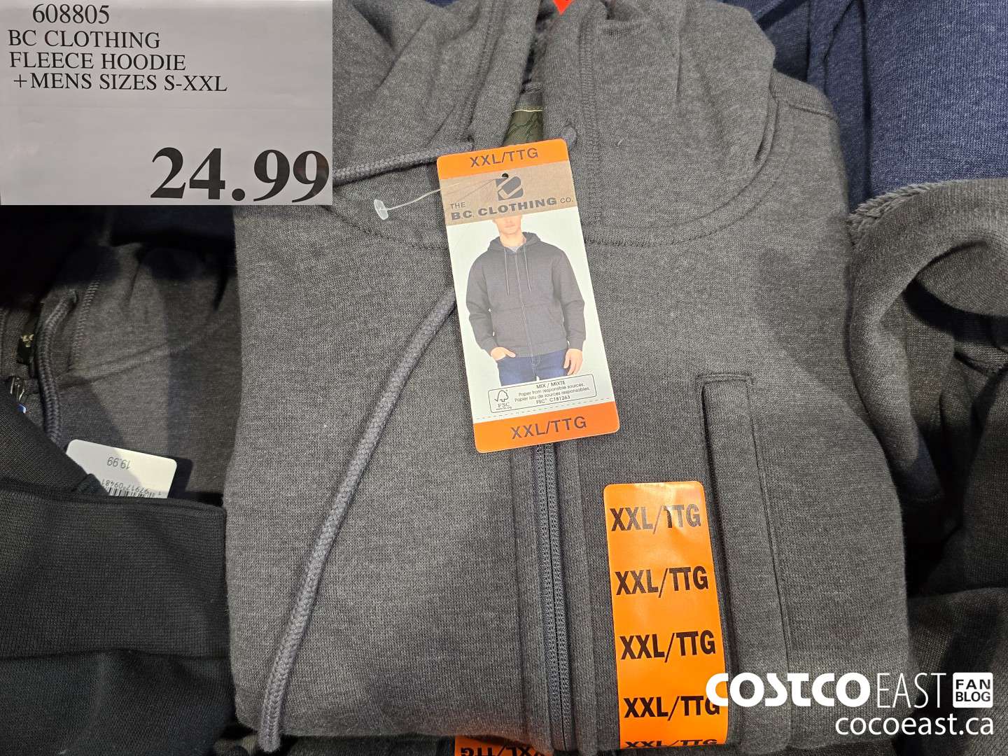 608805 BC CLOTHING FLEECE HOODIE +MENS SIZES S-XXL $24.99