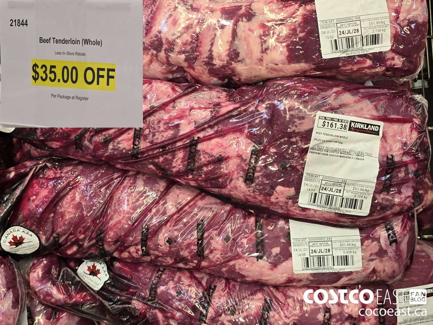 21844 BEEF TENDERLOIN (WHOLE) ($25.00 INSTANT SAVINGS)