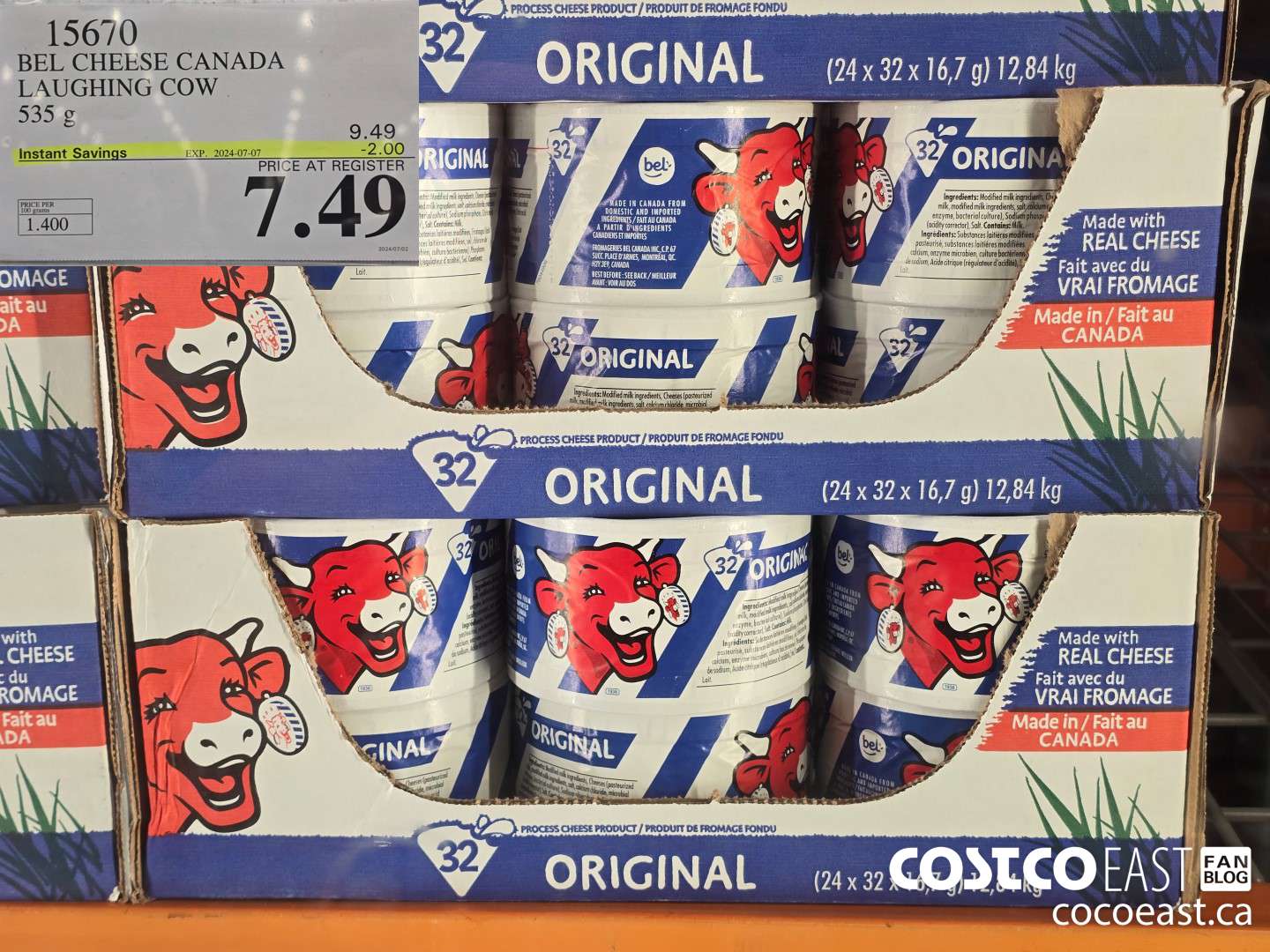 15670 BEL CHEESE CANADA LAUGHING COW 535 G ($2.00 INSTANT SAVINGS EXPIRES ON 2024-07-07) $7.49
