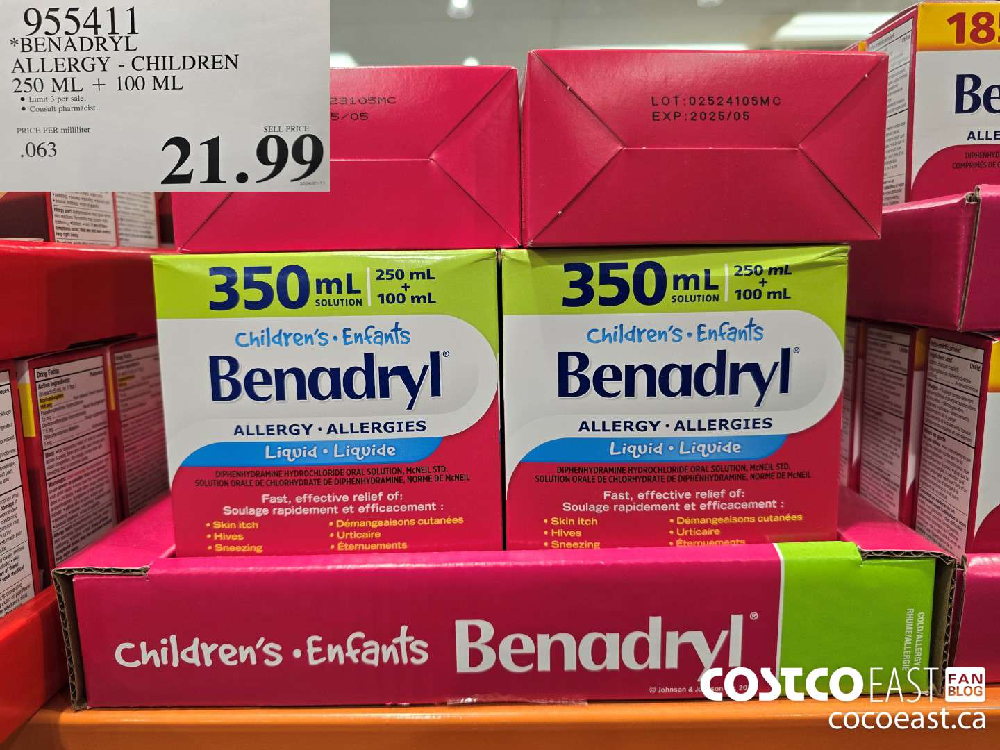 955411 BENADRYL ALLERGY - CHILDREN 250 ML + 100 ML $21.99