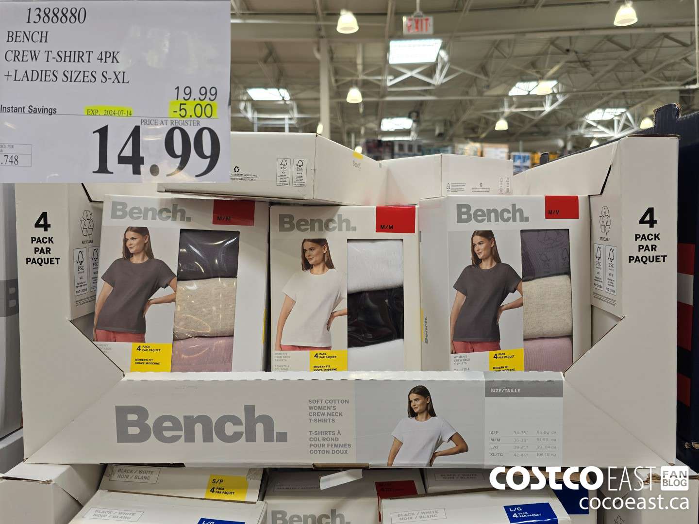 1388880 BENCH CREW TSHIRT 4PK +LADIES SIZES S-XXL ($5.00 INSTANT SAVINGS EXPIRES ON 2024-07-14) $14.99