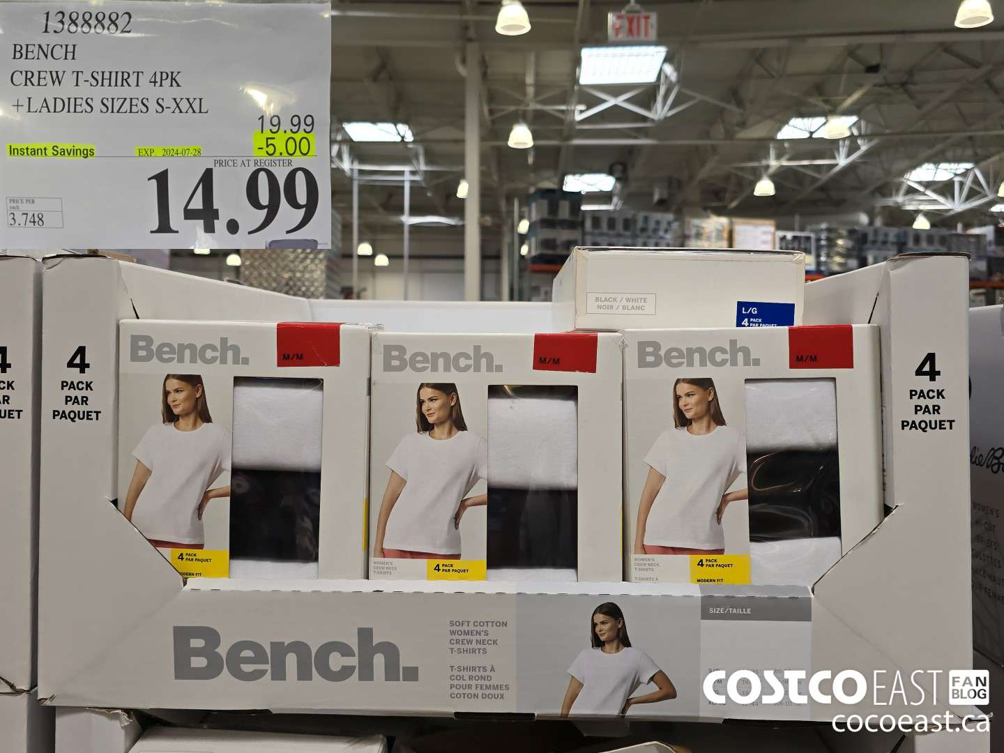 1388882 BENCH CREW T-SHIRT 4PK +LADIES SIZES S-XXL ($5.00 INSTANT SAVINGS EXPIRES ON 2024-07-28) $14.99