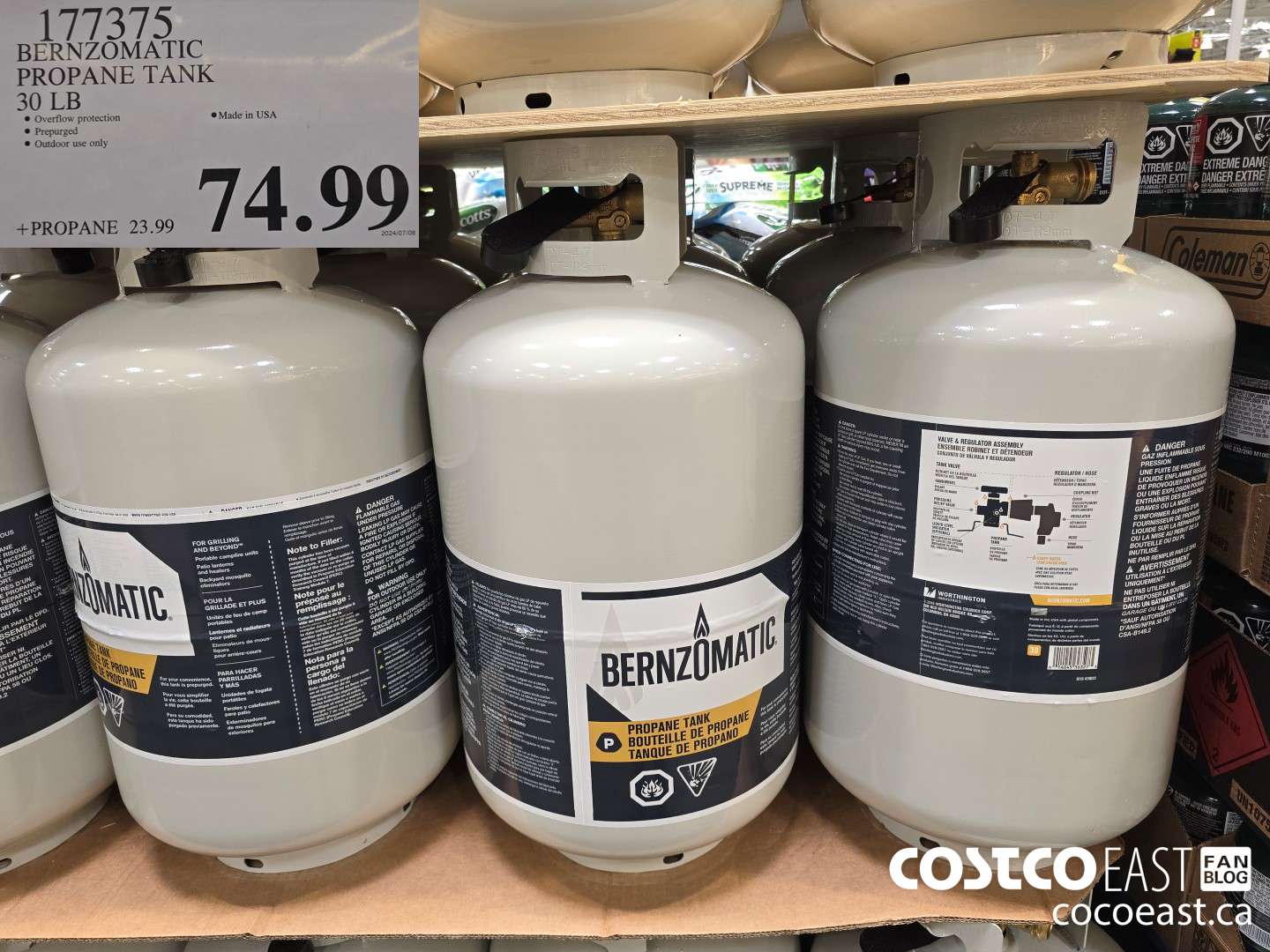 177375 BERNZOMATIC PROPANE TANK 30 LB $74.99