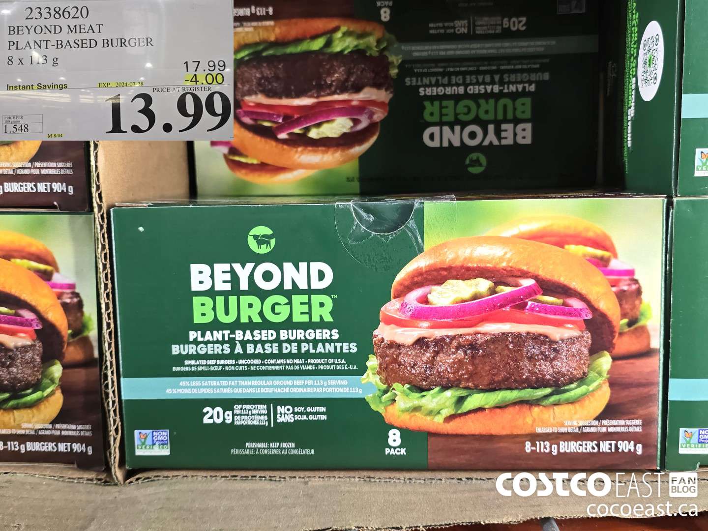 2338620 BEYOND MEAT PLANT-BASED BURGER 8 x 113 G ($4.00 INSTANT SAVINGS EXPIRES ON 2024-07-28) $13.99