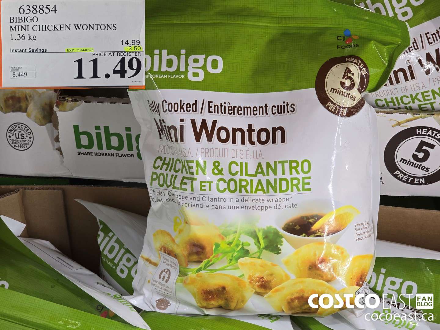 638854 BIBIGO MINI CHICKEN WONTONS 1.36 KG ($3.50 INSTANT SAVINGS EXPIRES ON 2024-07-28) $11.49
