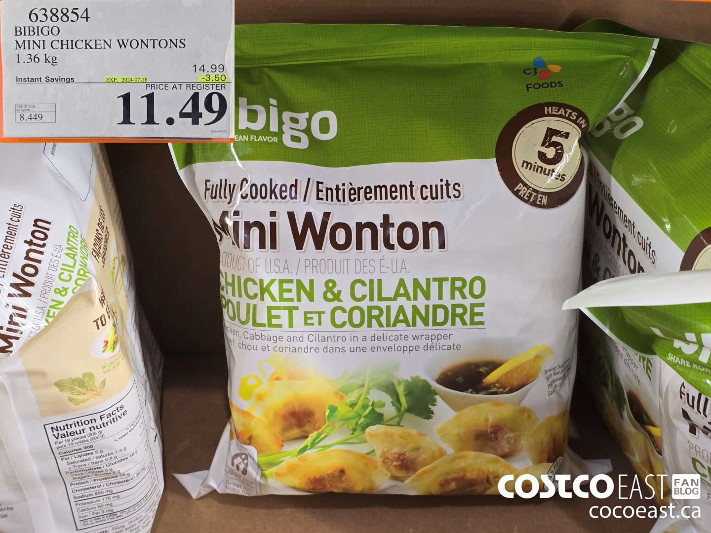 638854 BIBIGO MINI CHICKEN WONTONS 1.36 KG ($3.50 INSTANT SAVINGS EXPIRES ON 2024-07-28) $11.49