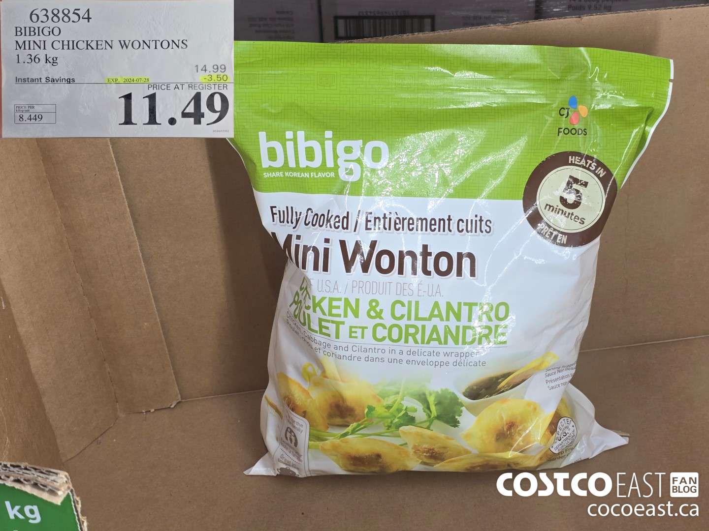 638854 BIBIGO MINI CHICKEN WONTONS 1.36 KG ($3.50 INSTANT SAVINGS EXPIRES ON 2024-07-28) $11.49