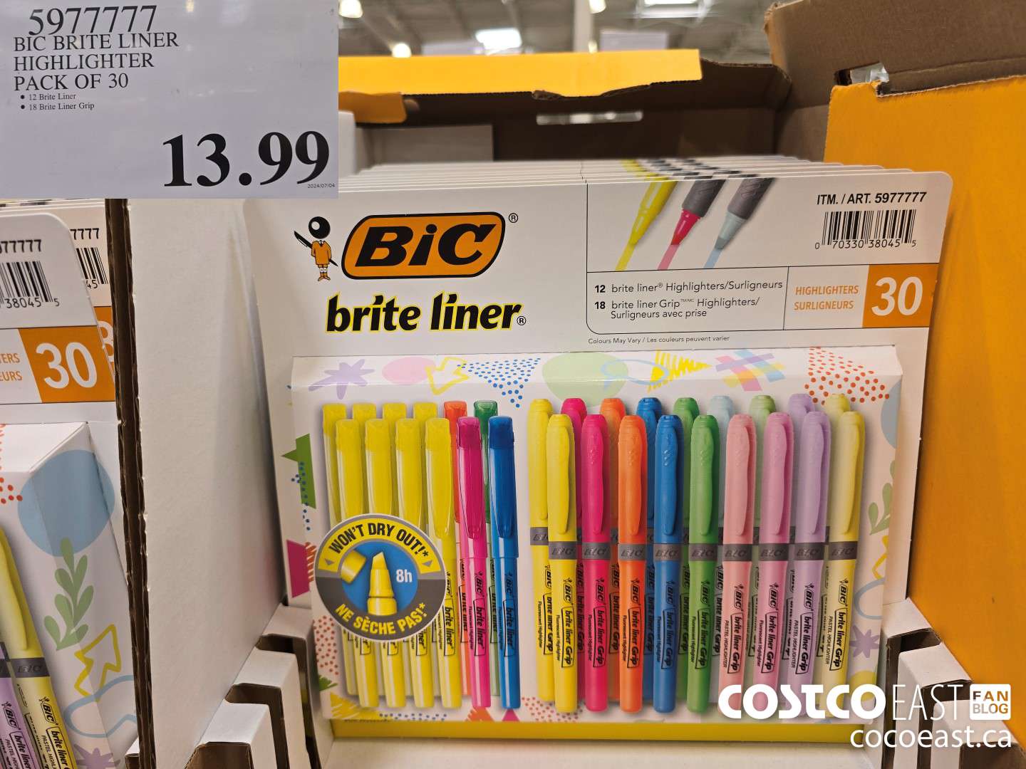 5977777 BIC BRITE LINER HIGHLIGHTERS PACK OF 30 $13.99