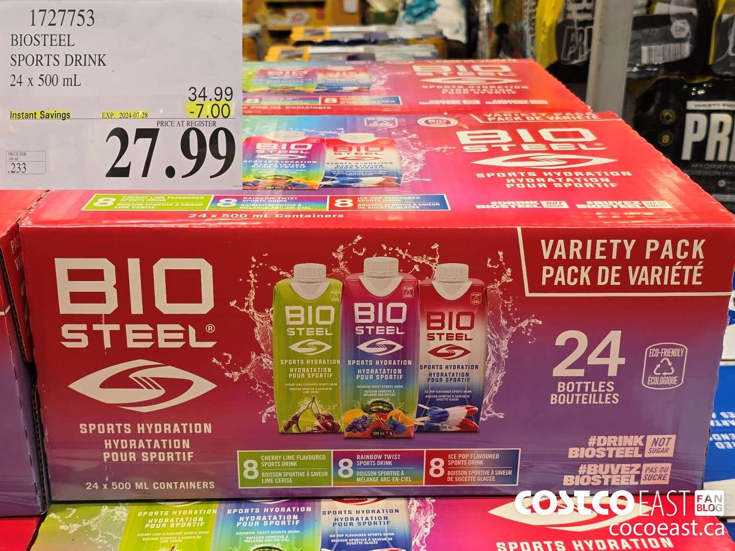 1727753 BIOSTEEL SPORTS DRINK 24 X 500 ml ($7.00 INSTANT SAVINGS EXPIRES ON 2024-07-28) $27.99