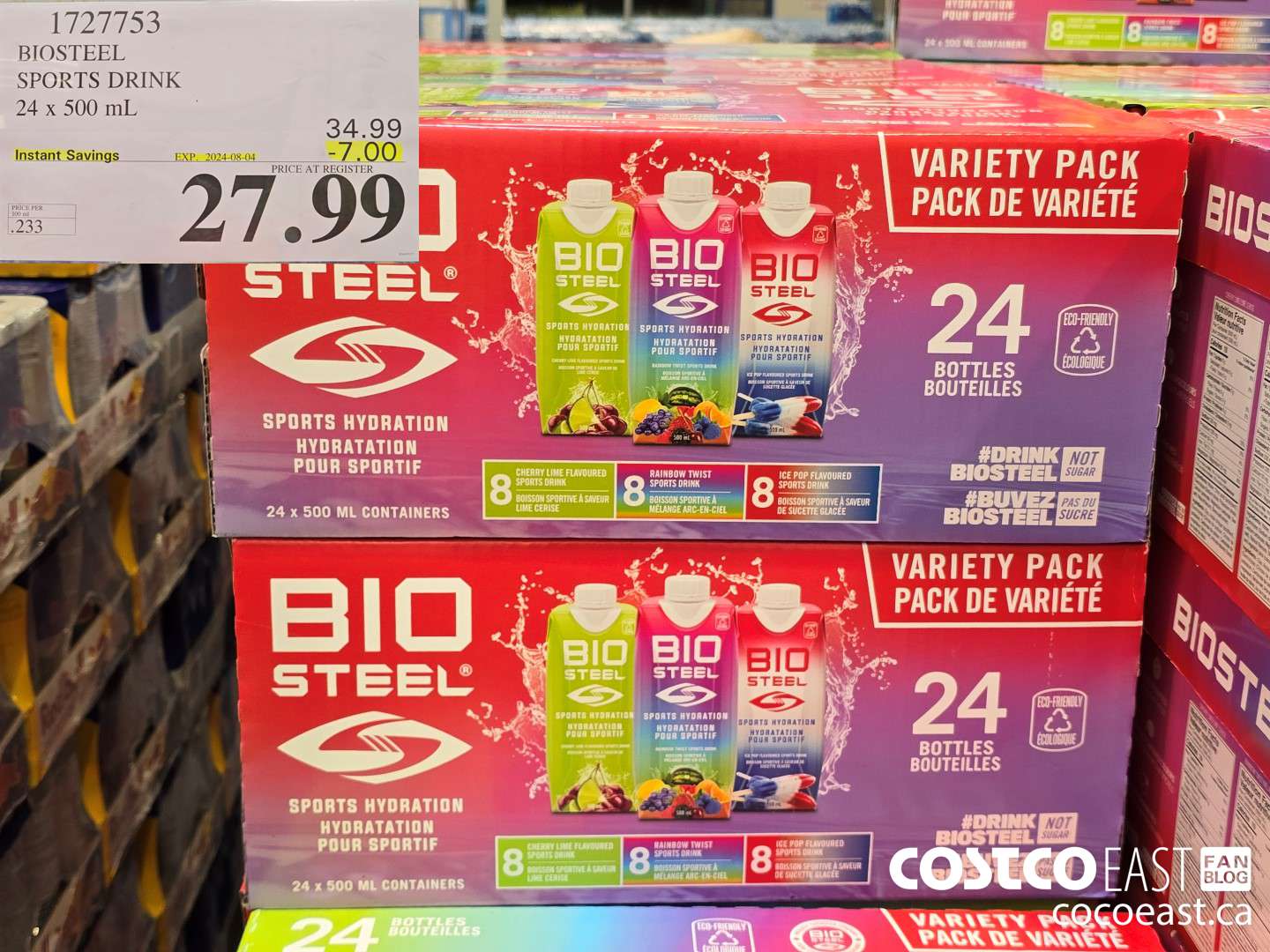 1727753 BIOSTEEL SPORTS DRINK 24 X 500 ml ($7.00 INSTANT SAVINGS EXPIRES ON 2024-07-28) $27.99