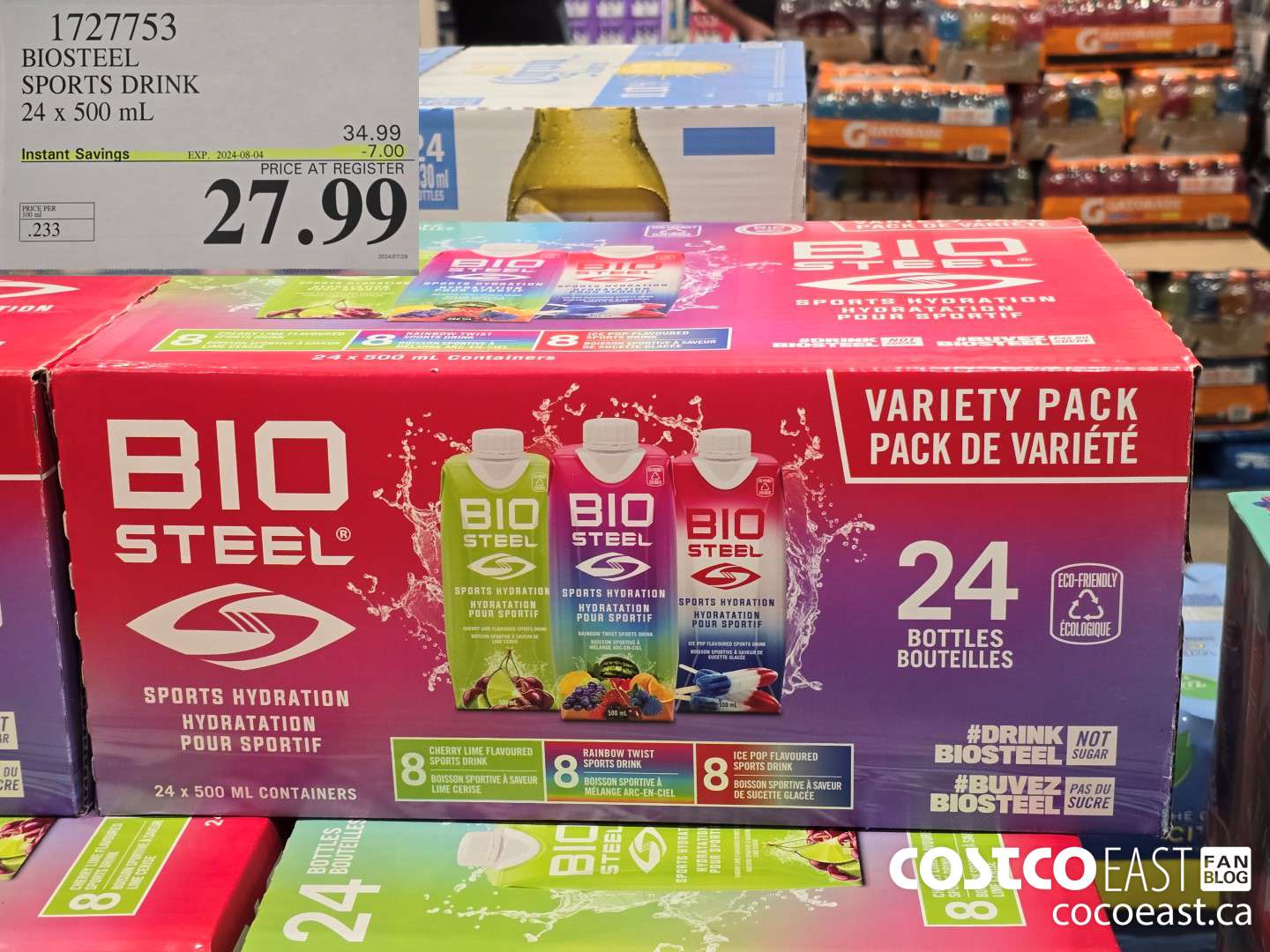 1727753 BIOSTEEL SPORTS DRINK 24 X 500 ml ($7.00 INSTANT SAVINGS EXPIRES ON 2024-08-04) $27.99