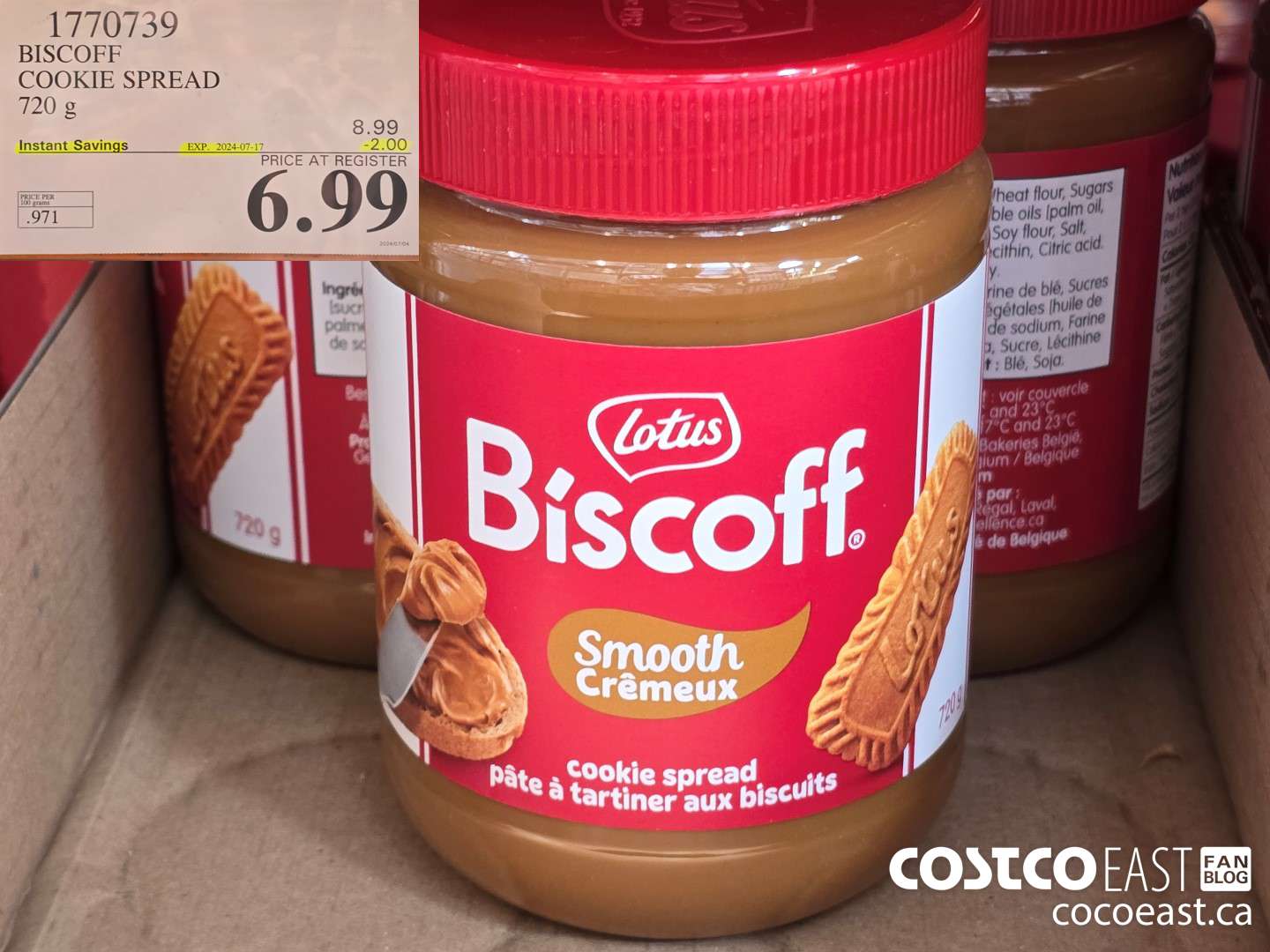 1770739 BISCOFF COOKIE SPREAD 720 g ($2.00 INSTANT SAVINGS EXPIRES ON 2024-07-17) $6.99