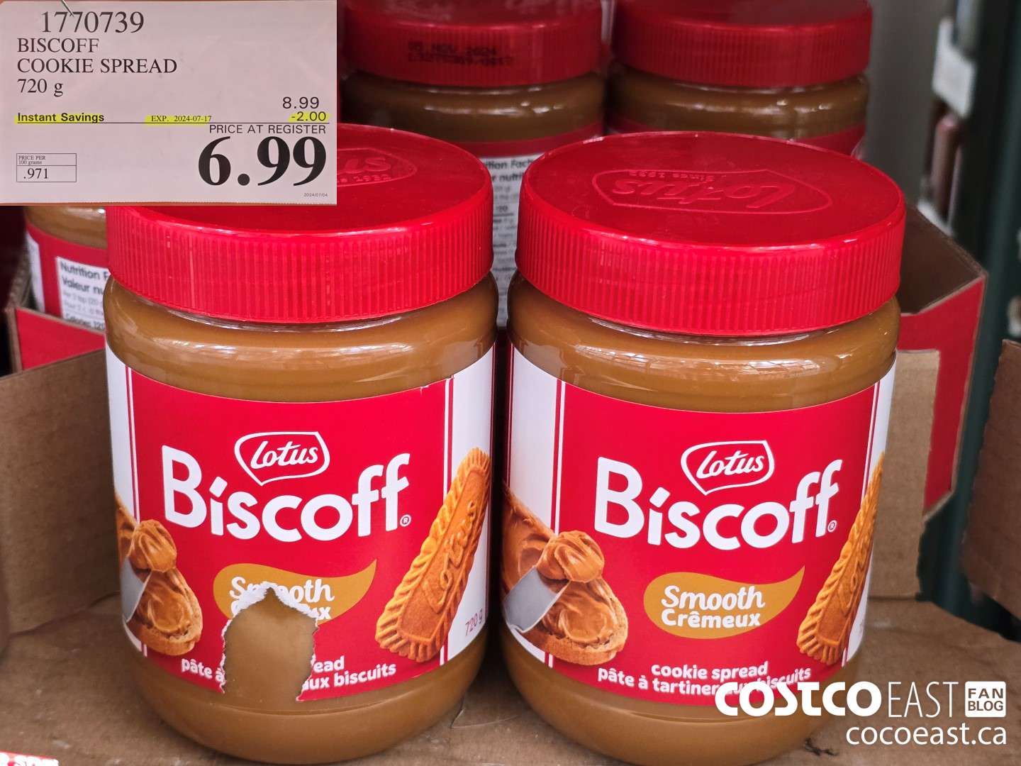 1770739 BISCOFF COOKIE SPREAD 720 g ($2.00 INSTANT SAVINGS EXPIRES ON 2024-07-17) $6.99