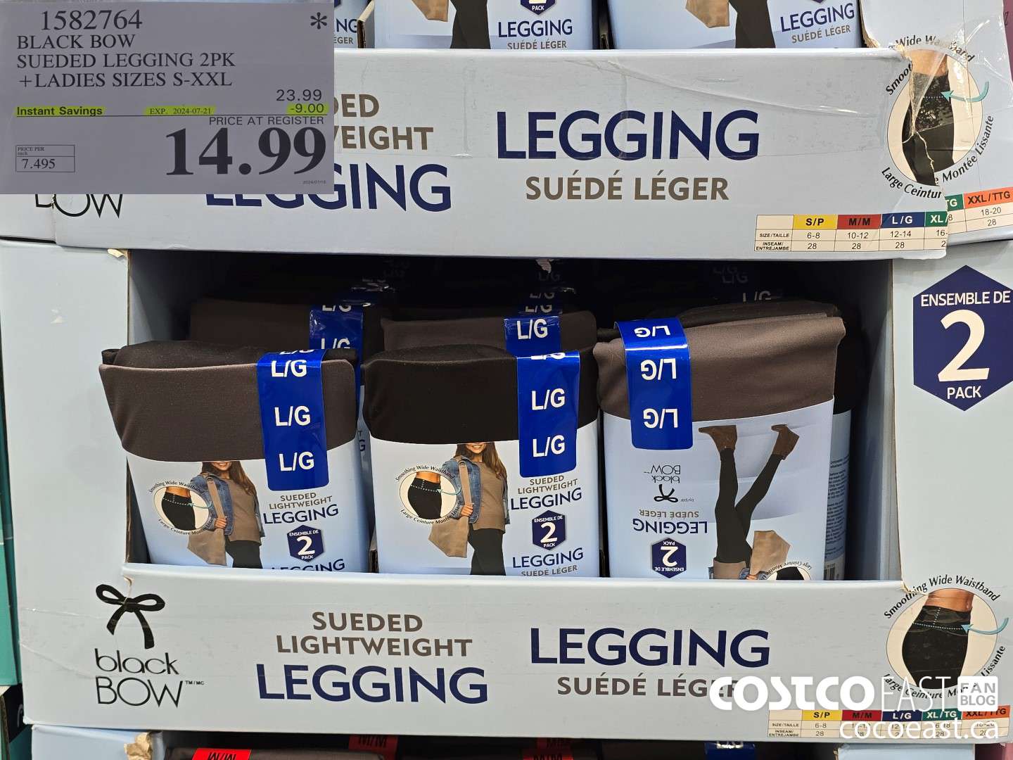 1582764 BLACK BOW SUEDED LEGGING 2PK +LADIES SIZES S-XXL ($9.00 INSTANT SAVINGS EXPIRES ON 2024-07-21) $14.99