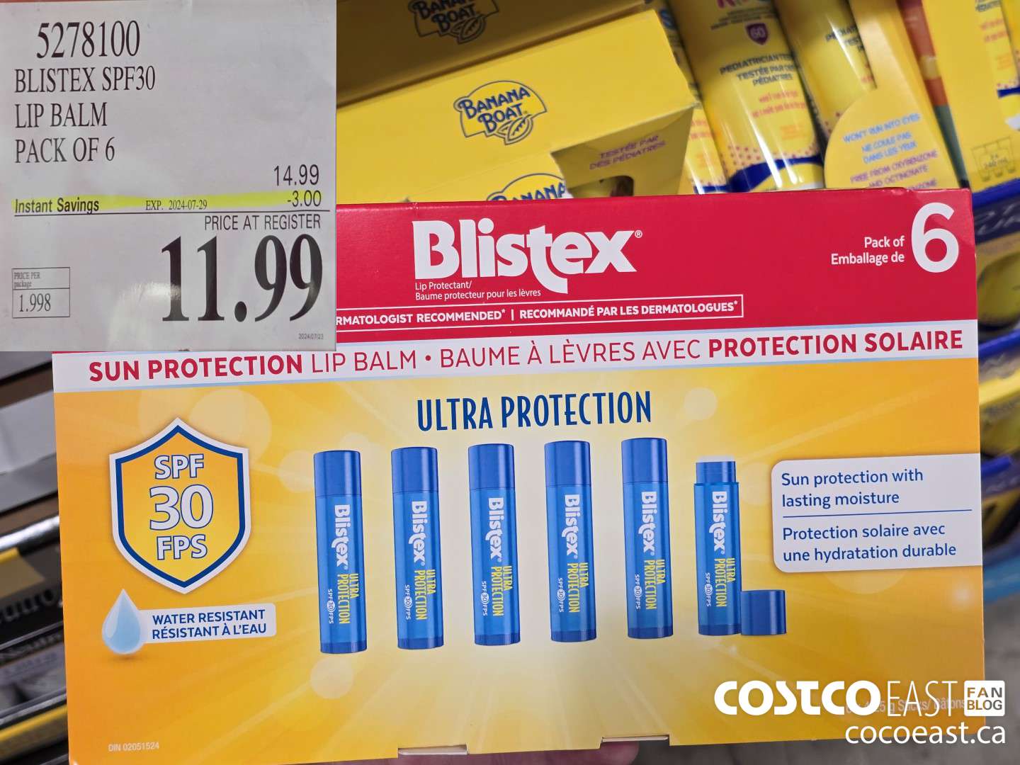 5278100 BLISTEX SPF30 LIP BALM PACK OF 6 ($3.00 INSTANT SAVINGS EXPIRES ON 2024-07-29) $11.99