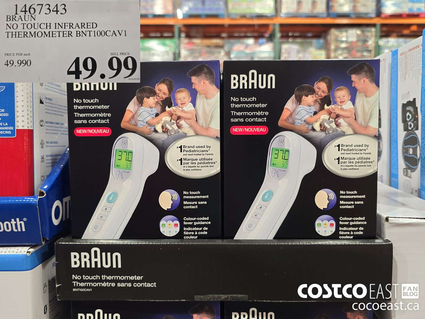 1467343 BRAUN NO TOUCH INFRARED THERMOMETER BNT100CAV1 $49.99