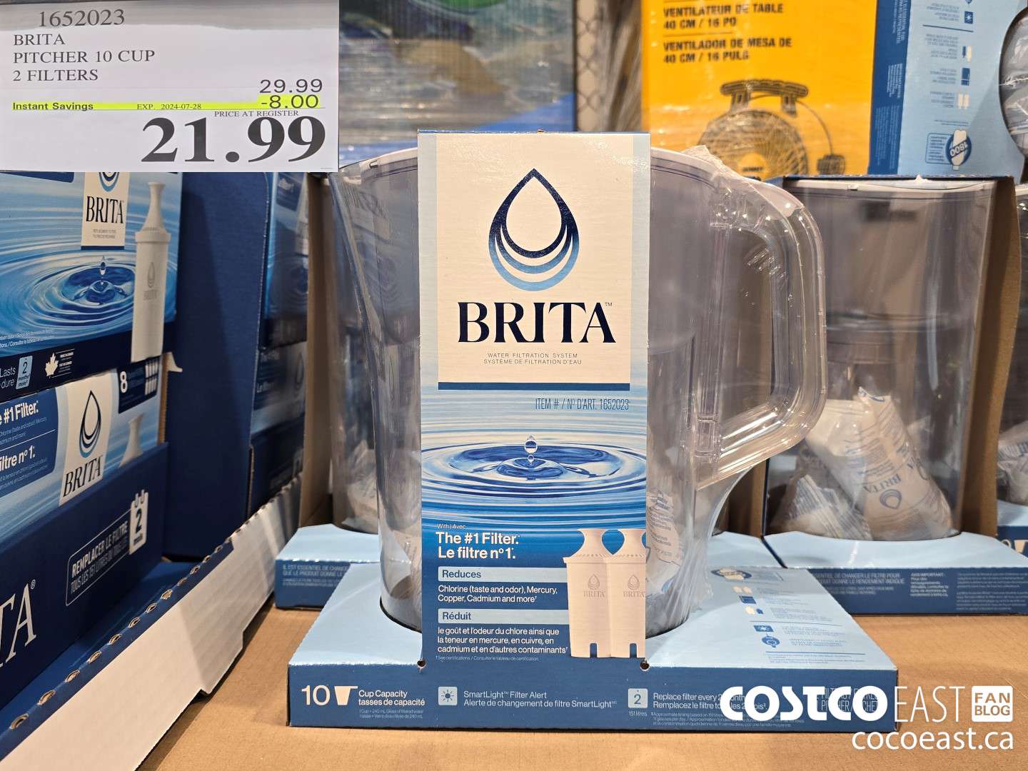 1652023 BRITA PITCHER 10 CUP 2 FILTERS ($8.00 INSTANT SAVINGS EXPIRES ON 2024-07-28) $21.99