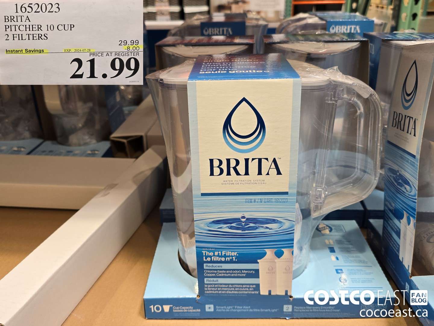 1652023 BRITA PITCHER 10 CUP 2 FILTERS ($8.00 INSTANT SAVINGS EXPIRES ON 2024-07-28) $21.99