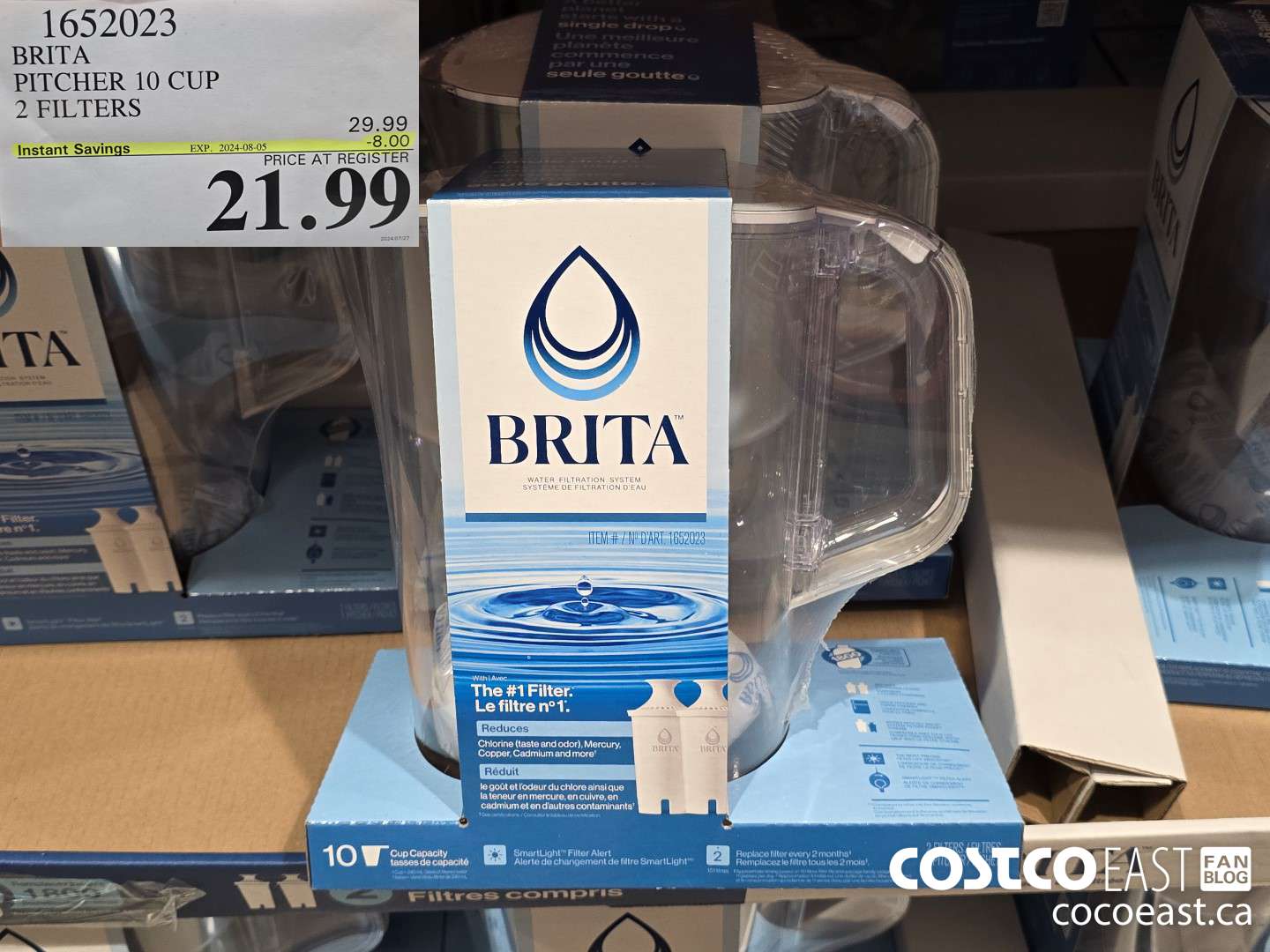 1652023 BRITA PITCHER 10 CUP 2 FILTERS ($8.00 INSTANT SAVINGS EXPIRES ON 2024-08-05) $21.99