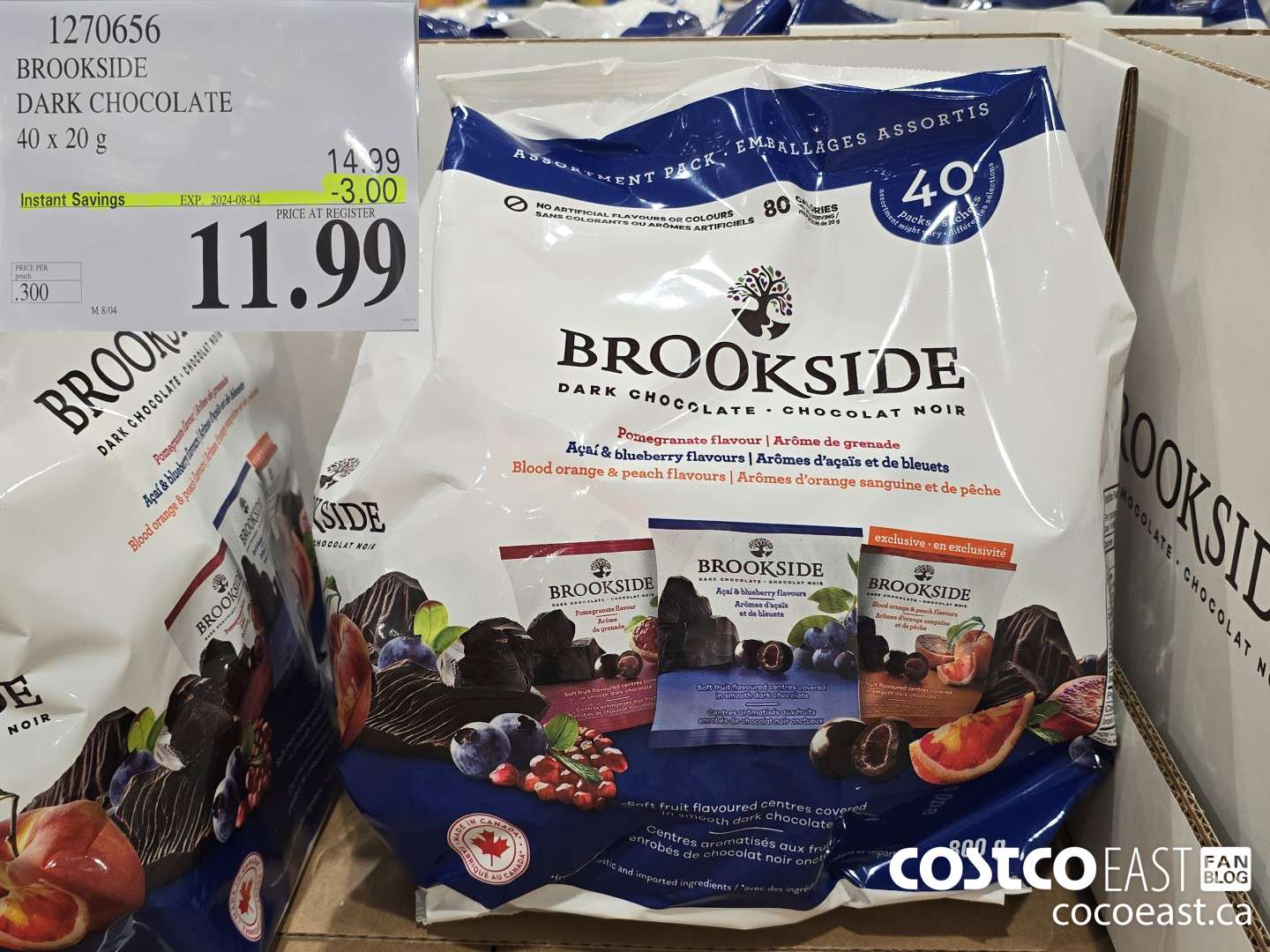 1270656 BROOKSIDE DARK CHOCOLATE 40 x 20 g ($3.00 INSTANT SAVINGS EXPIRES ON 2024-08-04) $11.99