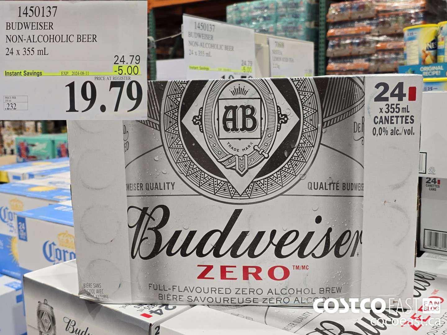 1450137 BUDWEISER ZERO CANS 24 X 355 ML ($5.00 INSTANT SAVINGS EXPIRES ON 2024-08-11) $19.79