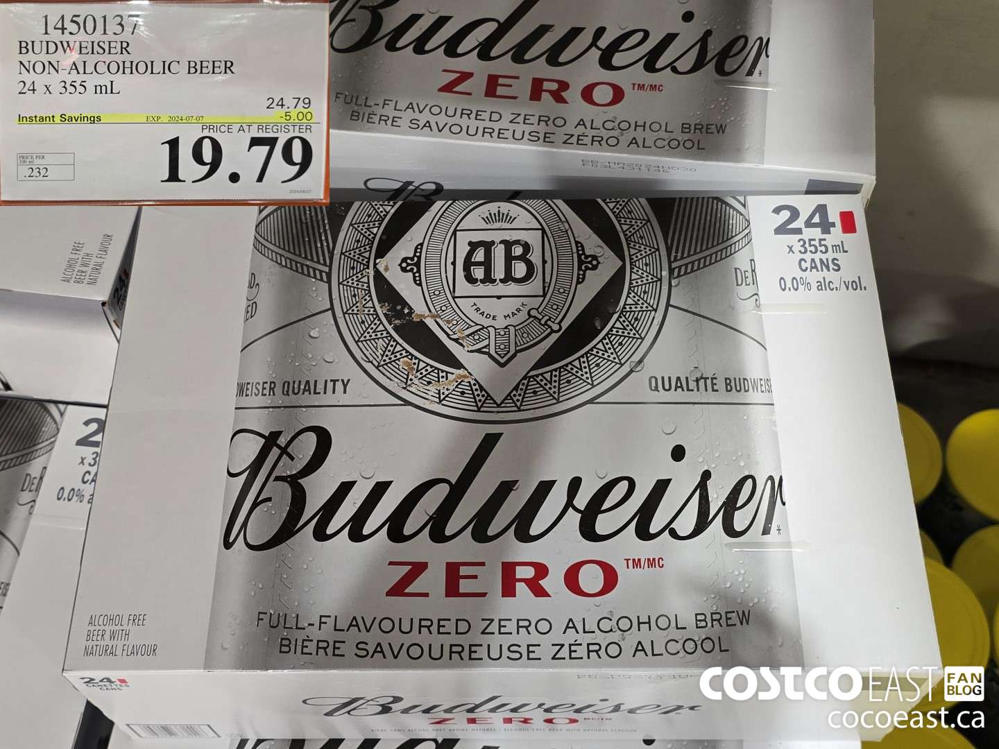 1450317 BUDW EISER NON-ALCOHOLIC BEER 24 X 355 ML ($5.00 INSTANT SAVINGS EXPIRES ON 2024-07-07) $19.79