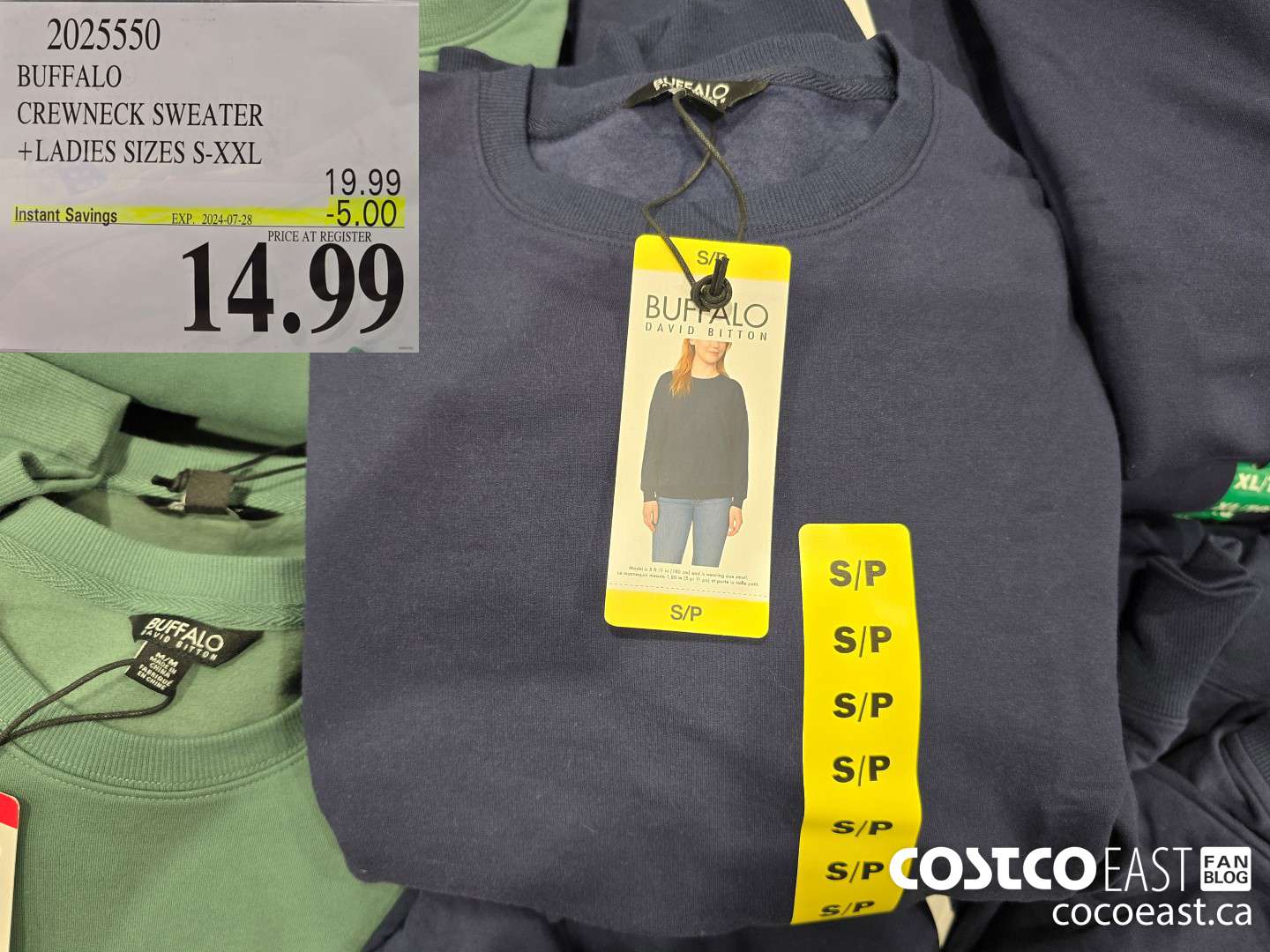 2025550 BUFFALO CREWNECK SWEATER +LADIES SIZES S-XXL ($5.00 INSTANT SAVINGS EXPIRES ON 2024-07-28) $14.99