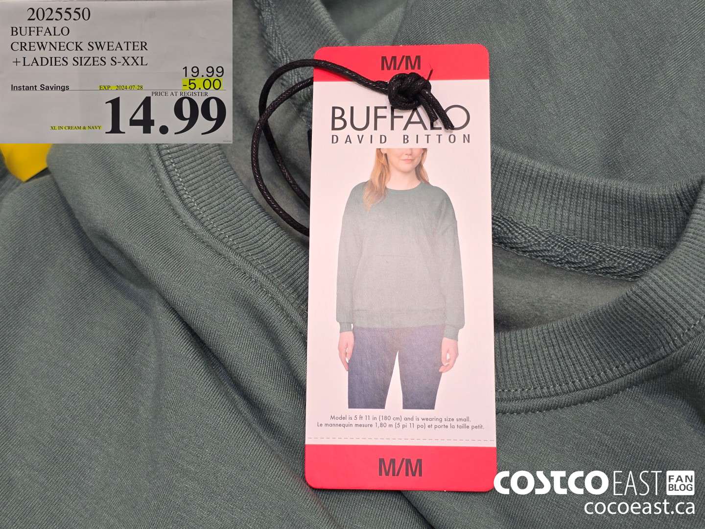 2025550 BUFFALO CREWNECK SWEATER +LADIES SIZES S-XXL ($5.00 INSTANT SAVINGS EXPIRES ON 2024-07-28) $14.99
