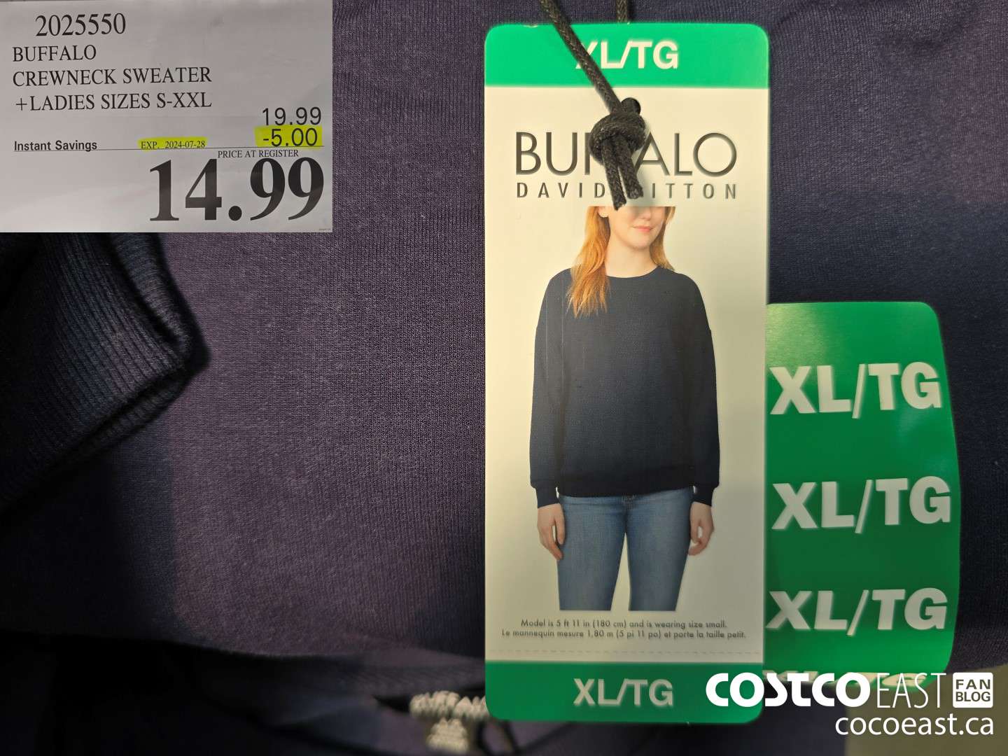 2025550 BUFFALO CREWNECK SWEATER +LADIES SIZES S-XXL ($5.00 INSTANT SAVINGS EXPIRES ON 2024-07-28) $14.99