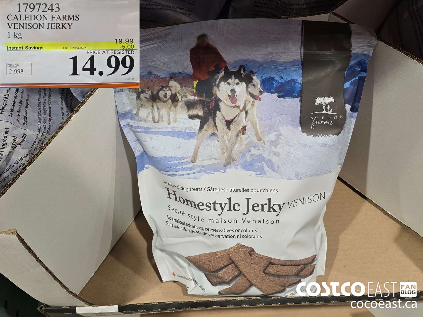 1797243 CALEDON FARMS VENISON JERKY 1 kg ($5.00 INSTANT SAVINGS EXPIRES ON 2024-07-21) $14.99
