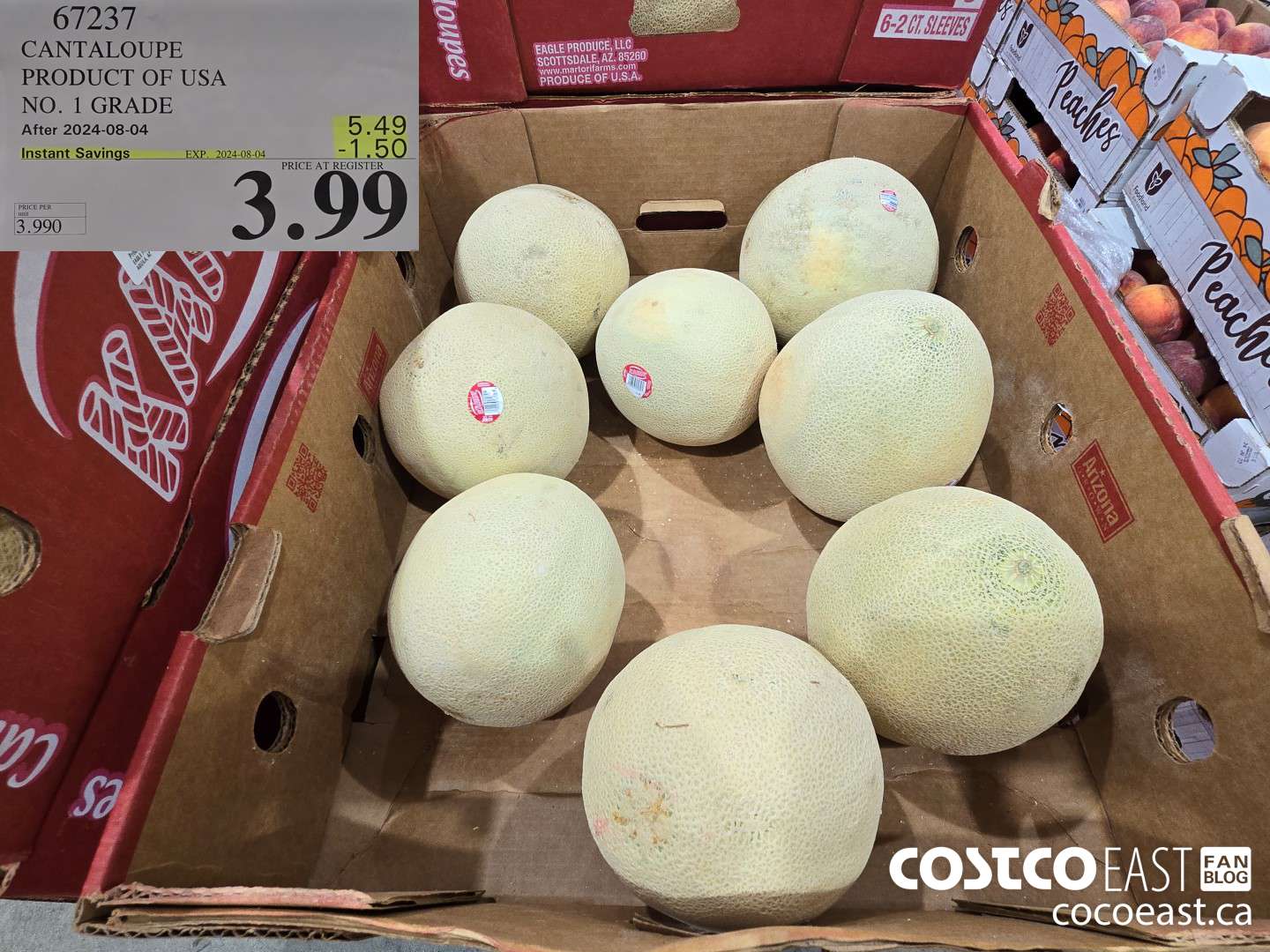 67237 CANTALOUPE PRODUCT OF USA NO. 1 GRADE ($1.50 INSTANT SAVINGS EXPIRES ON 2024-08-04) $3.99