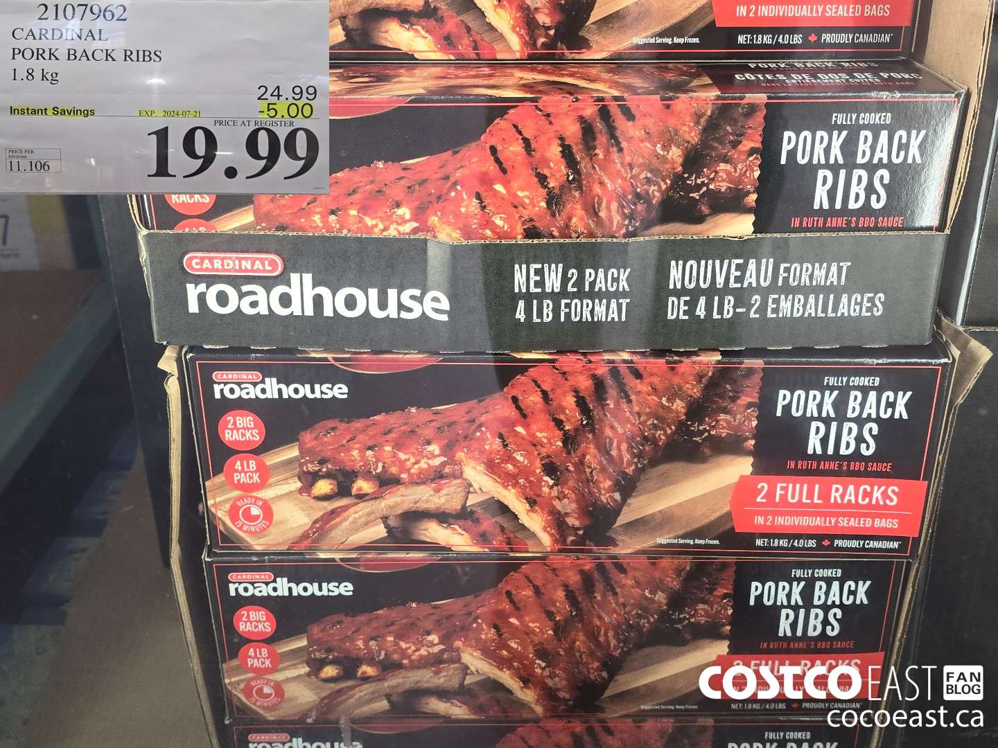 2107962 CARDINAL PORK BACK RIBS 1.8 kg ($5.00 INSTANT SAVINGS EXPIRES ON 2024-07-21) $19.99