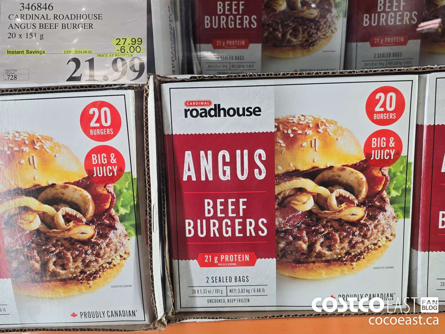 346846 CARDINAL ROADHOUSE ANGUS BEEF BURGER 20 X 151 G ($6.00 INSTANT SAVINGS EXPIRES ON 2024-08-04) $21.99