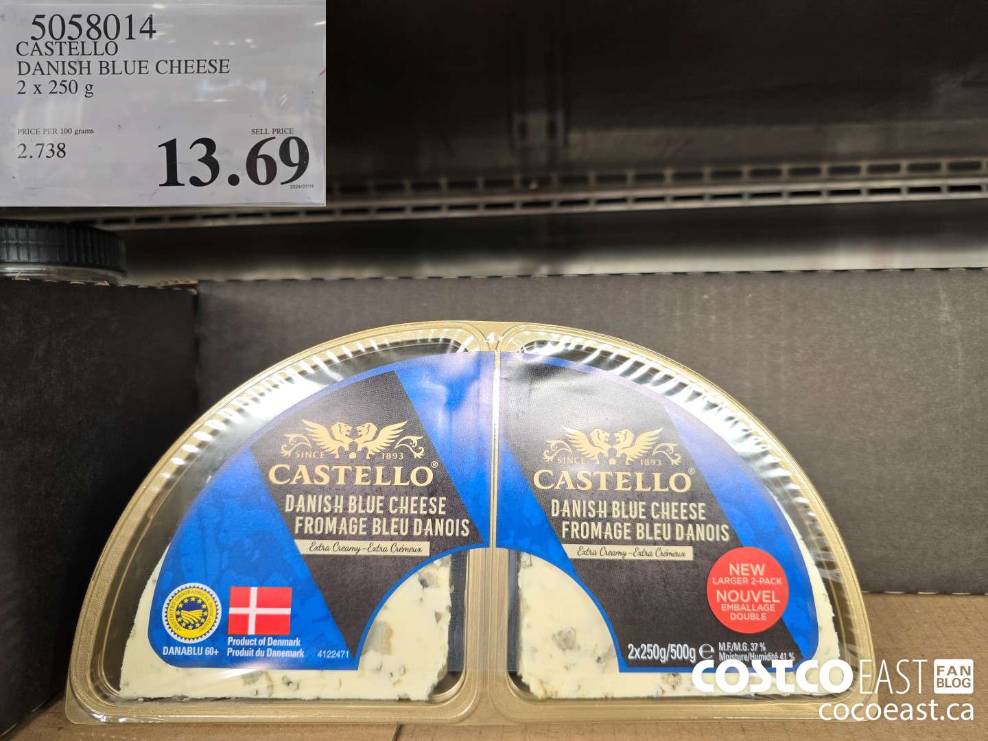 5058014 CASTELLO DANISH BLUE CHEESE 2 X 250G $13.69