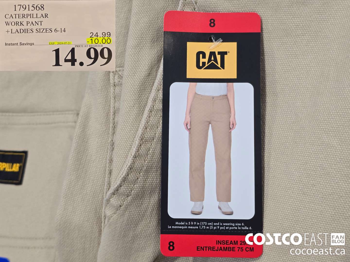 1791568 CATERPILLAR WORK PANT + LADIES SIZES 6-14 ($10.00 INSTANT SAVINGS EXPIRES ON 2024-07-21) $14.99
