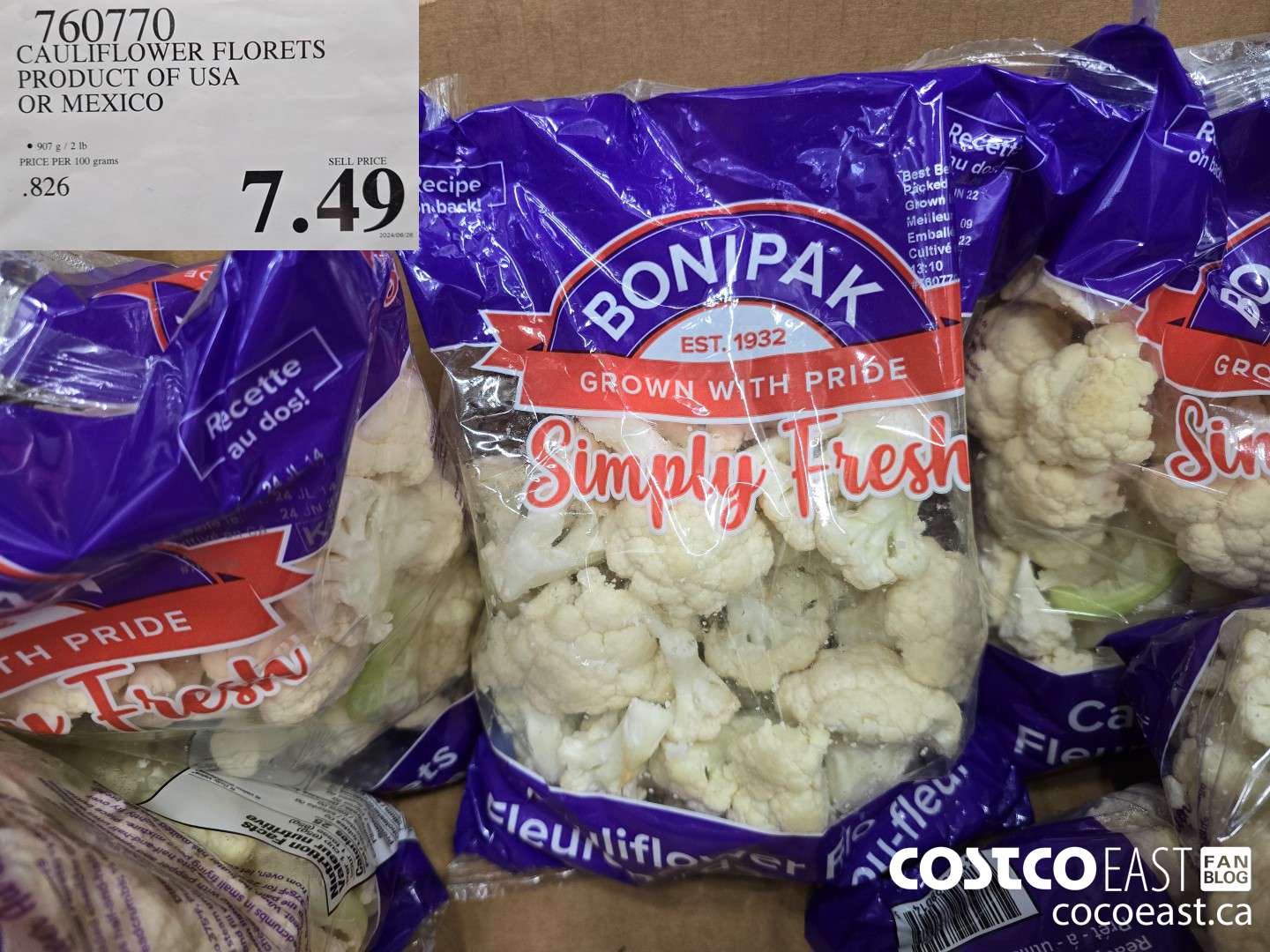 760770 CAULIFLOWER FLORETS PRODUCT OF USA OR MEXICO $7.49