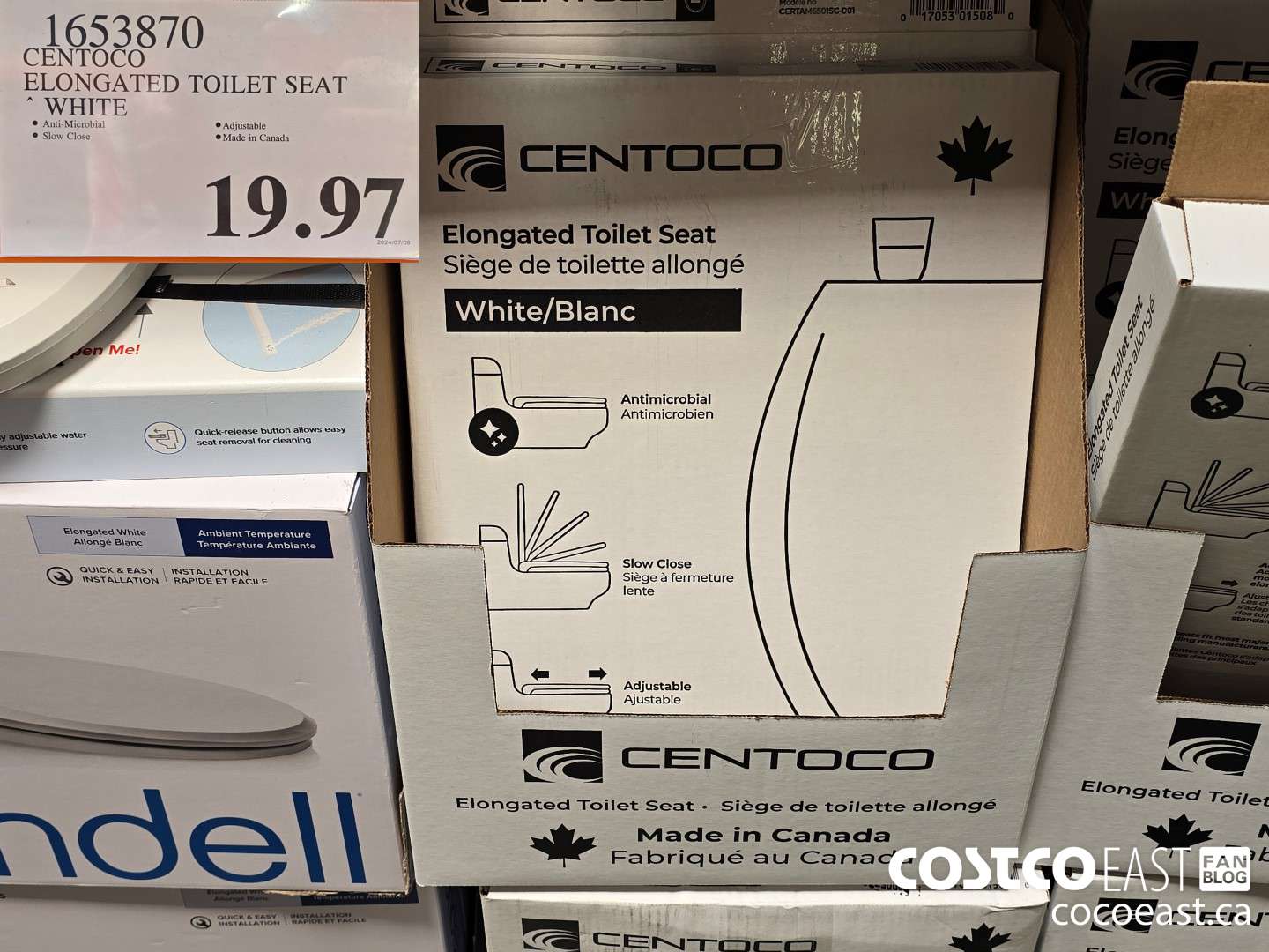 1653870 CENTOCO ELONGATED TOILET SEAT WHITE $19.97