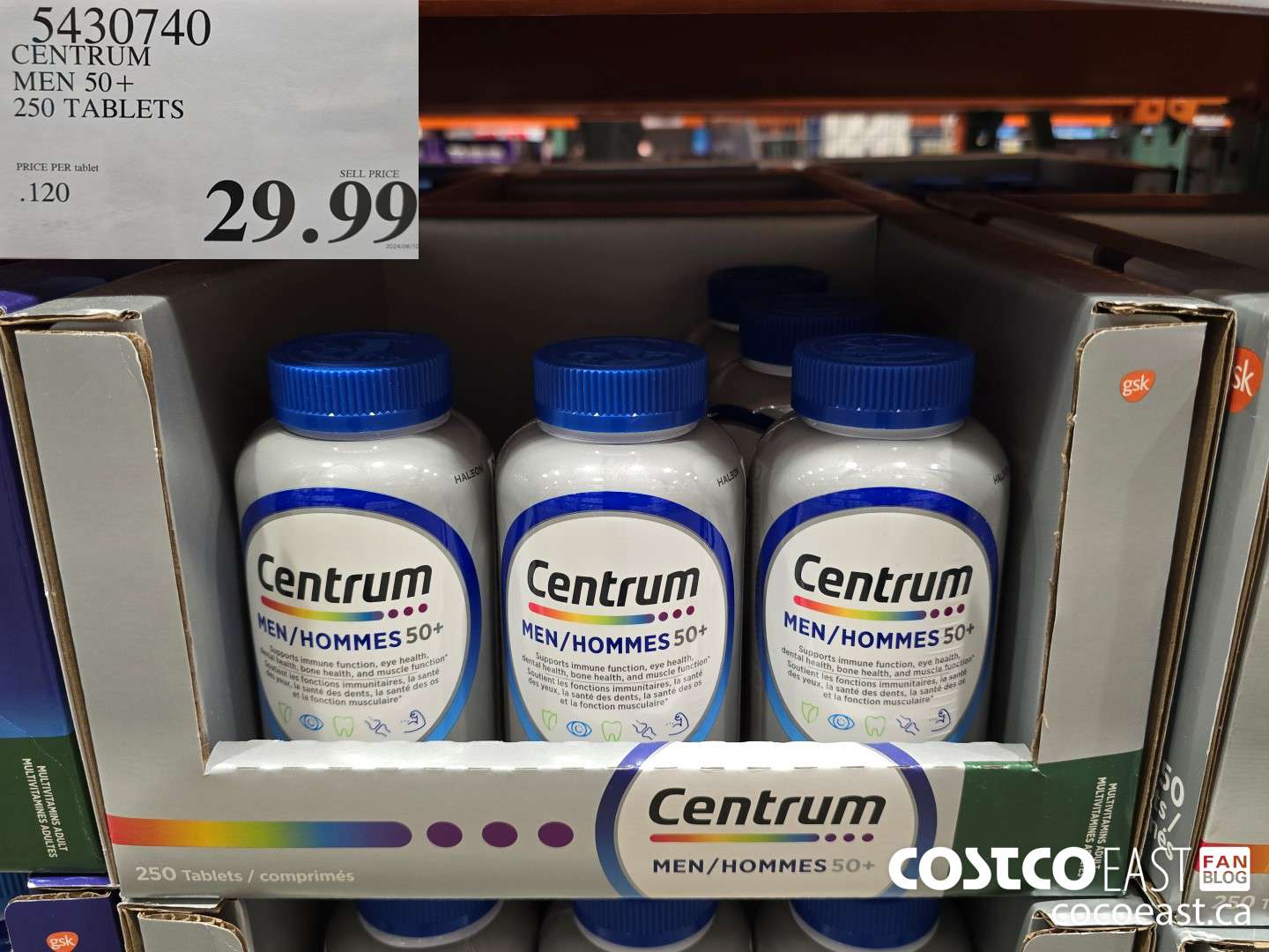 5430740 CENTRUM MEN 50+ 250 TABLETS $29.99