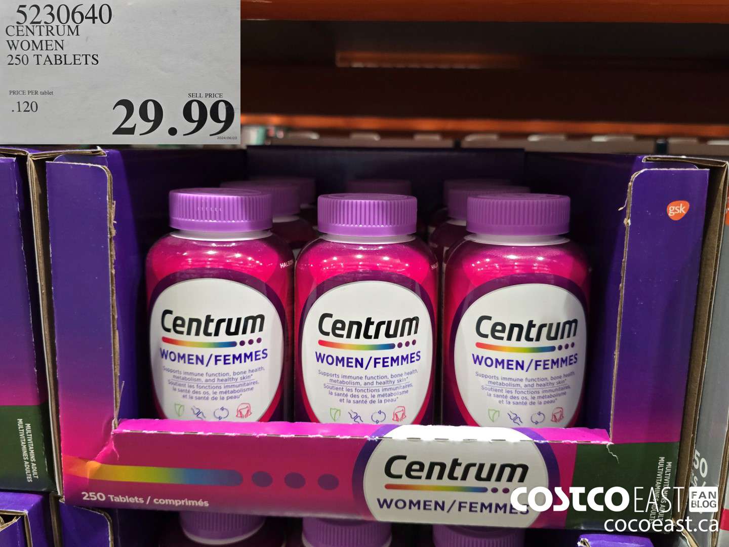 5230640 CENTRUM WOMEN 250 TABLETS $29.99