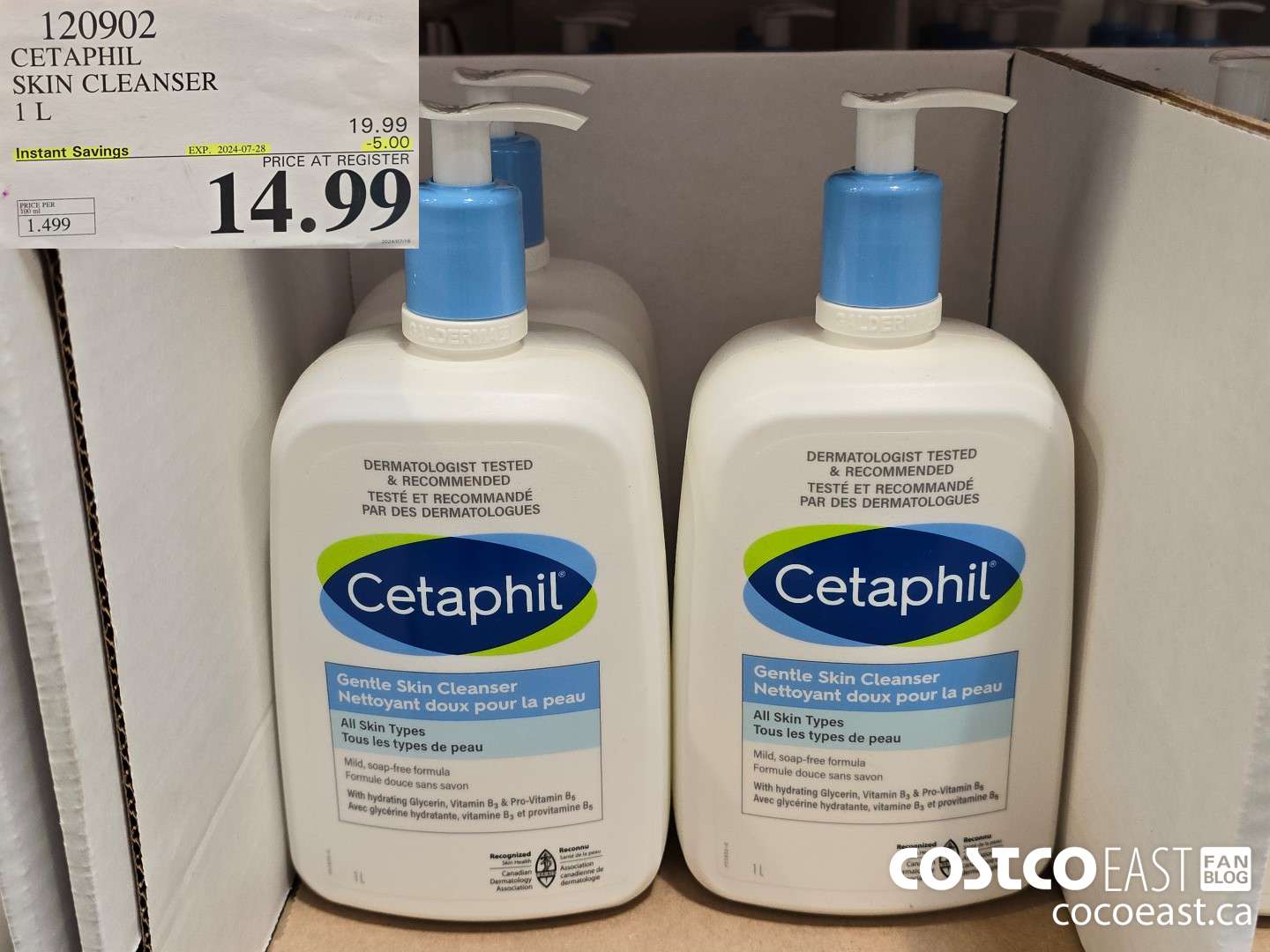 120902 CETAPHIL SKIN CLEANSER 1 L ($5.00 INSTANT SAVINGS EXPIRES ON 2024-07-28) $14.99