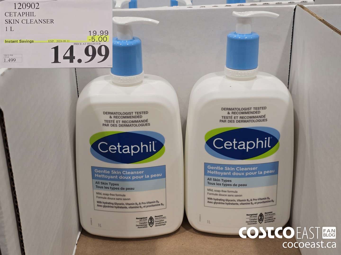120902 CETAPHIL SKIN CLEANSER 1 L ($5.00 INSTANT SAVINGS EXPIRES ON 2024-08-11) $14.99