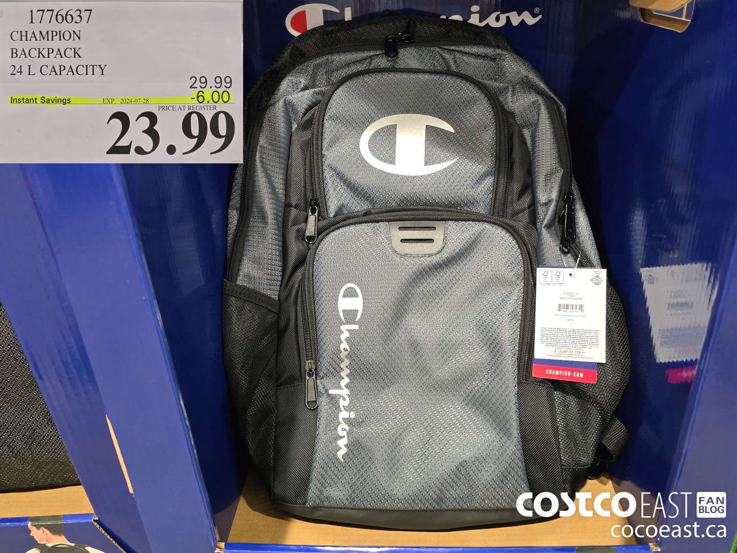 1776637 CHAMPION BACKPACK 24 L CAPACITY ($6.00 INSTANT SAVINGS EXPIRES ON 2024-07-28) $23.99