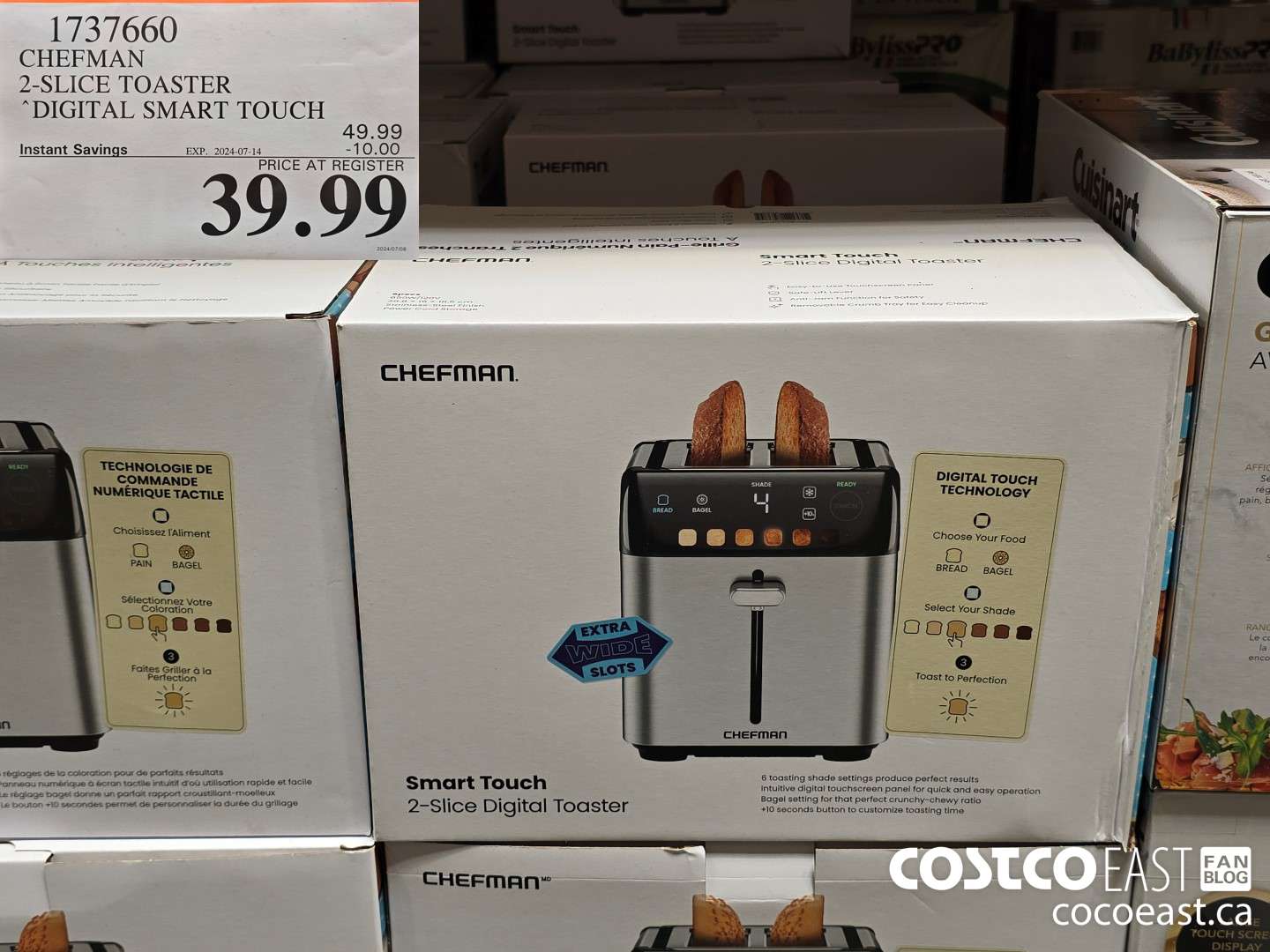 1737660 CHEFMAN 2-SLICE TOASTER ‘DIGITAL SMART TOUCH ($10.00 INSTANT SAVINGS EXPIRES ON 2024-07-14) $39.99