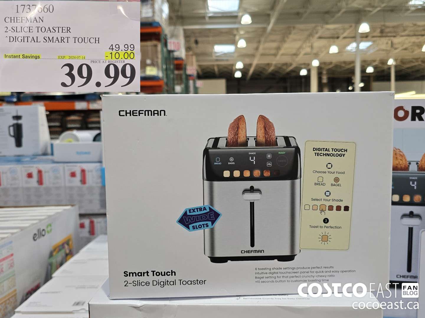 1737660 CHEFMAN 2-SLICE TOASTER ‘DIGITAL SMART TOUCH ($10.00 INSTANT SAVINGS EXPIRES ON 2024-07-14) $39.99