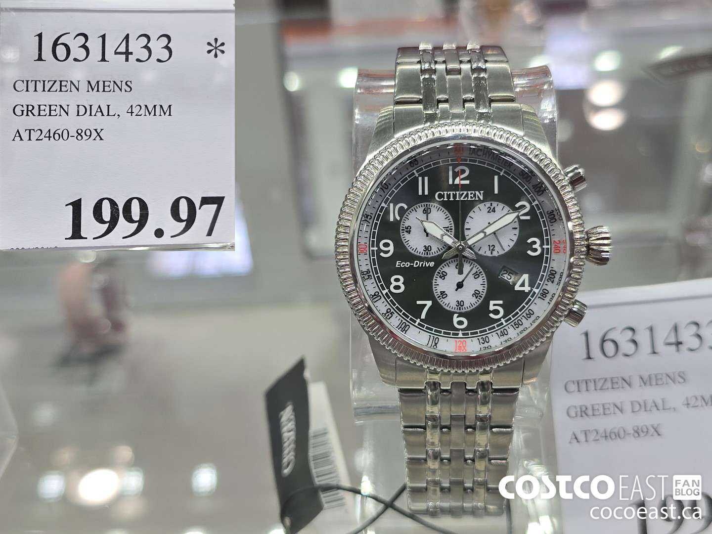 1631433 CITIZEN MENS GREEN DIAL, 42MM AT2460-89X $199.97