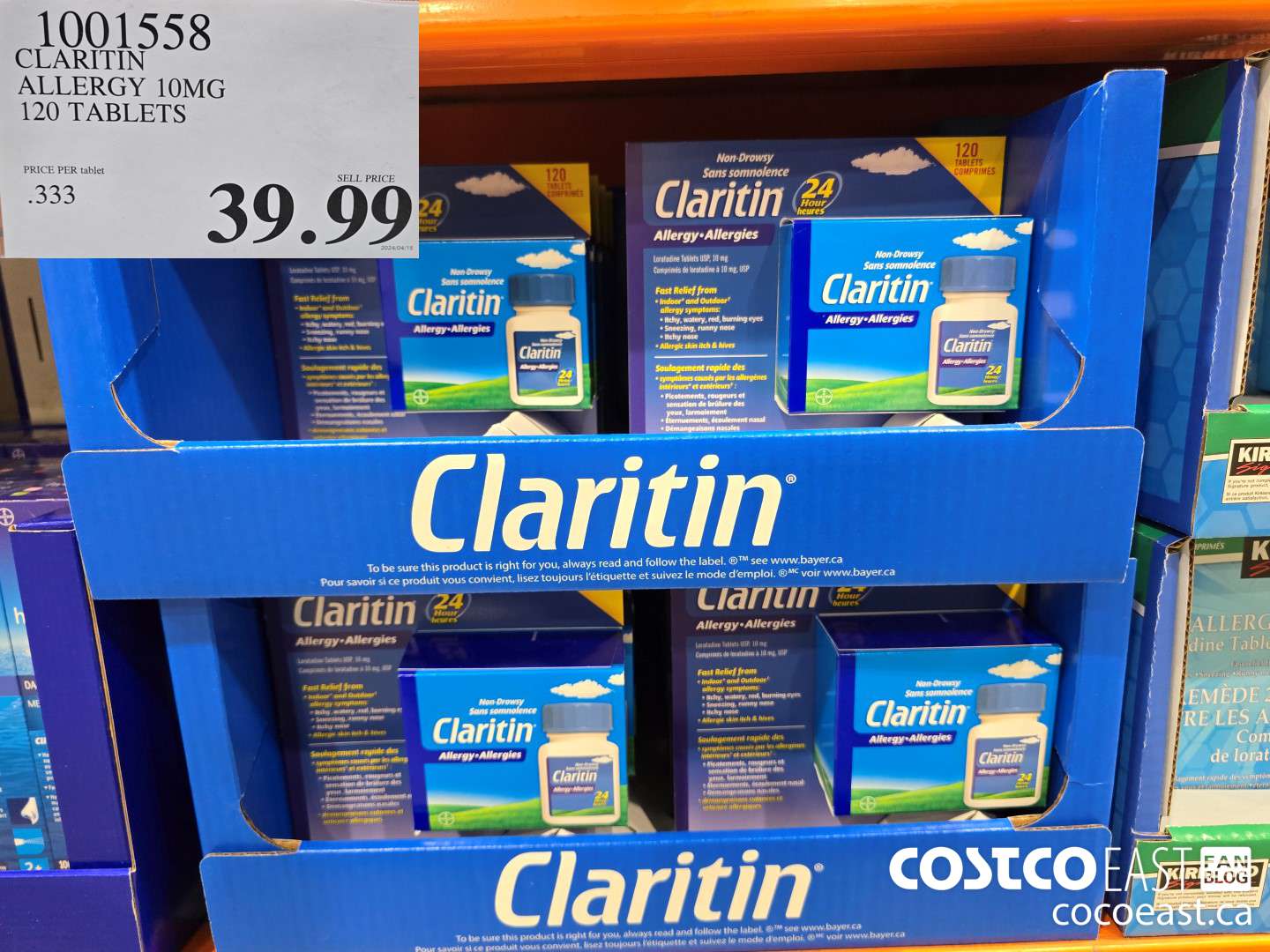 1001558 CLARITIN ALLERGY 10MG 120 TABLETS $39.99