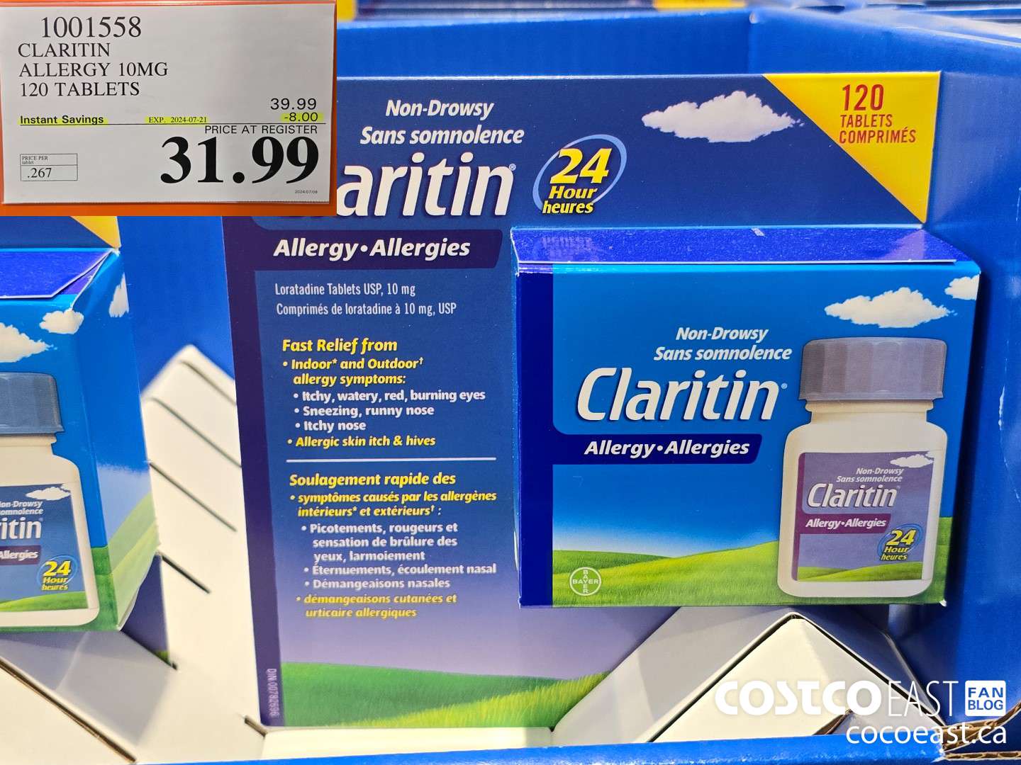 1001558 CLARITIN ALLERGY 10MG 120 TABLETS ($8.00 INSTANT SAVINGS EXPIRES ON 2024-07-21) $31.99