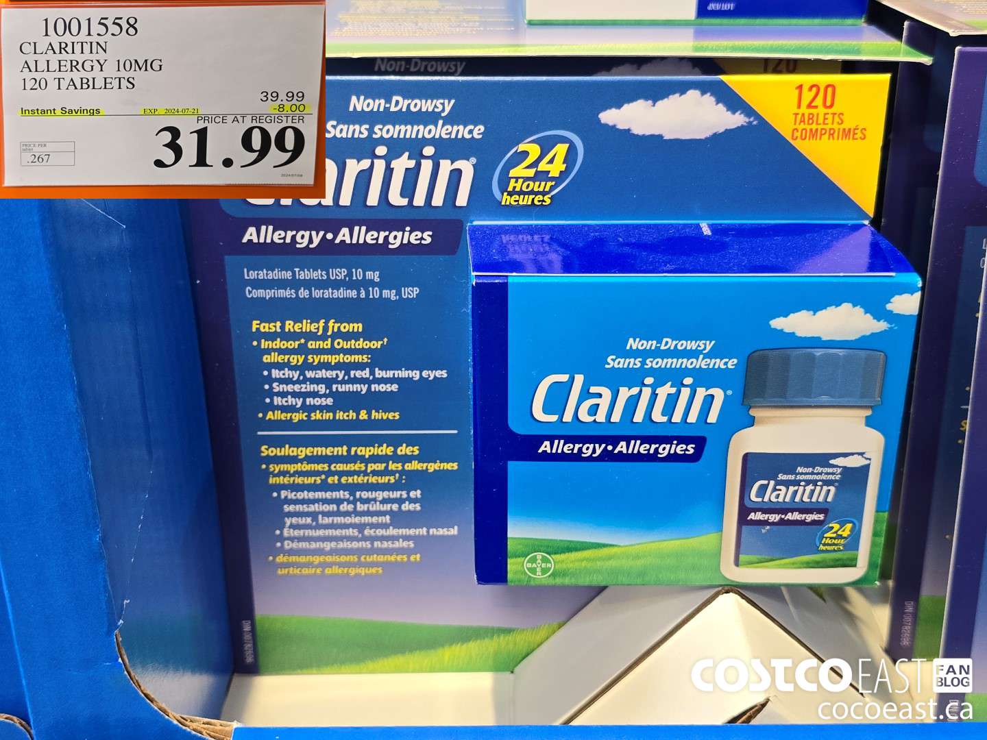1001558 CLARITIN ALLERGY 10MG 120 TABLETS ($8.00 INSTANT SAVINGS EXPIRES ON 2024-07-21) $31.99