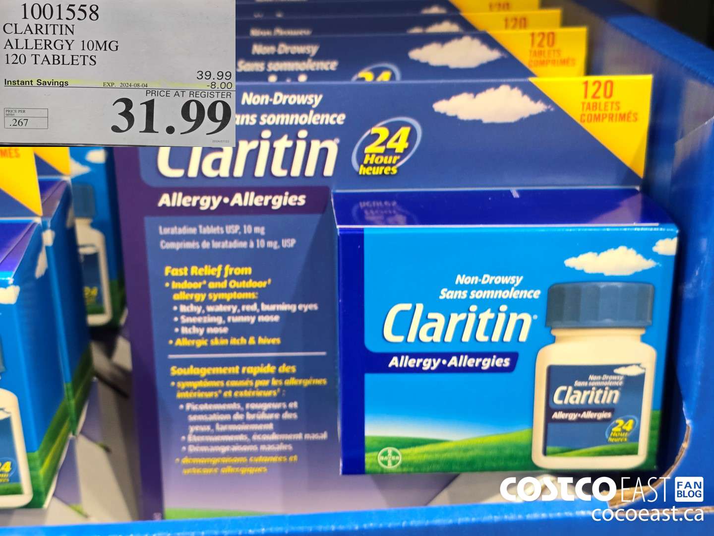1001558 CLARITIN ALLERGY 10MG 120 TABLETS ($8.00 INSTANT SAVINGS EXPIRES ON 2024-08-04) $31.99
